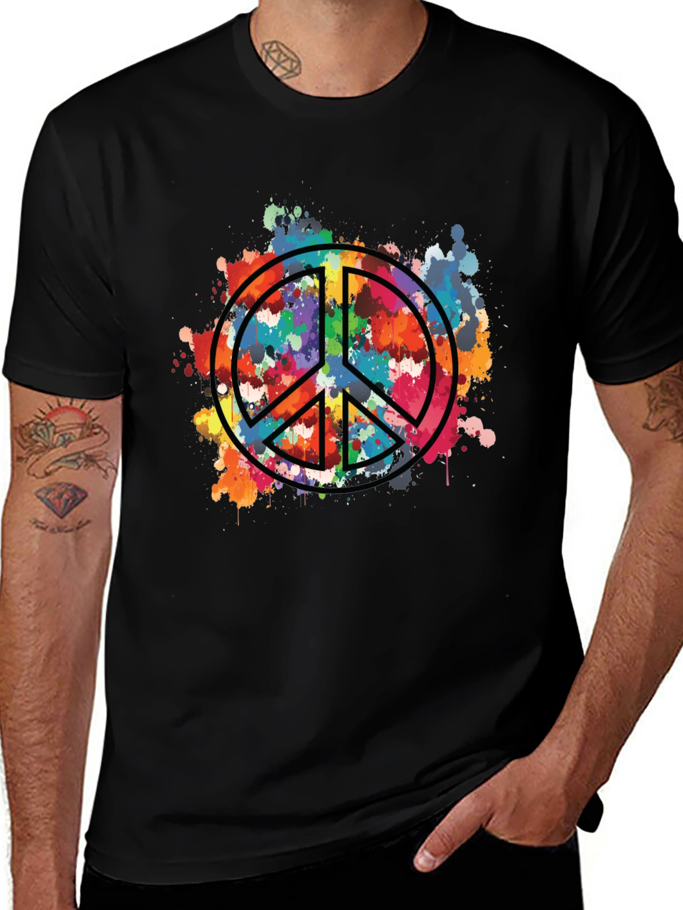 Peace Sign Splatter T-Shirt - Colorful Graphic Tee