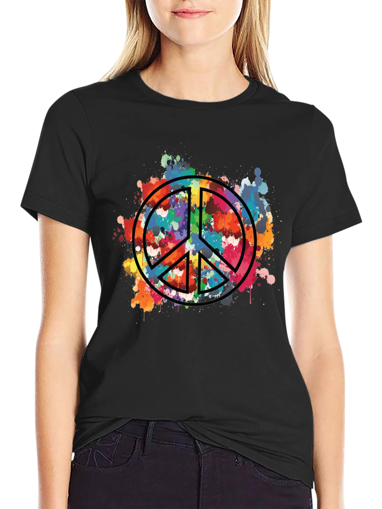 Peace Sign Splatter T-Shirt - Colorful Graphic Tee