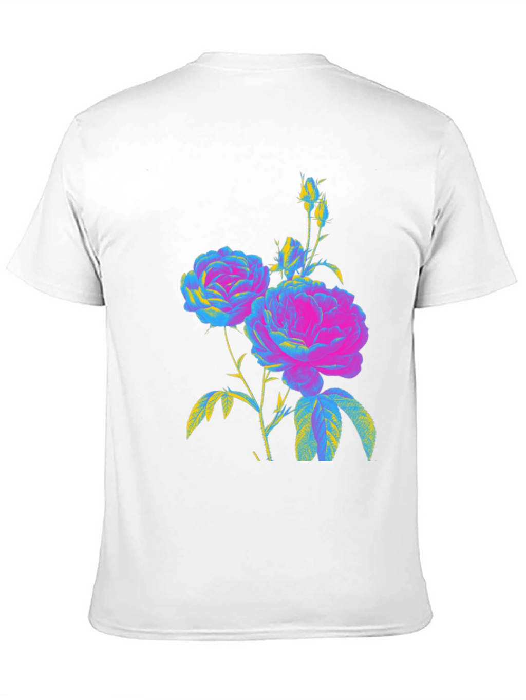 Floral Print T-Shirt - Vivid Roses on Black