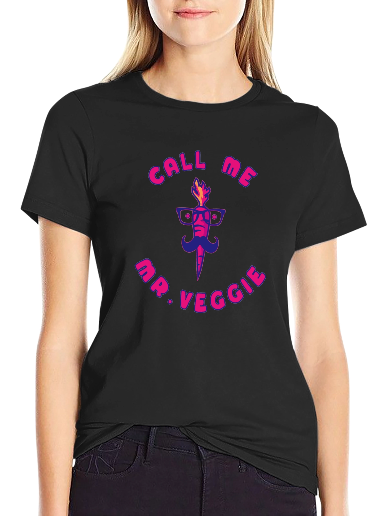 Call Me Mr. Veggie Graphic T-Shirt - Fun Carrot Design