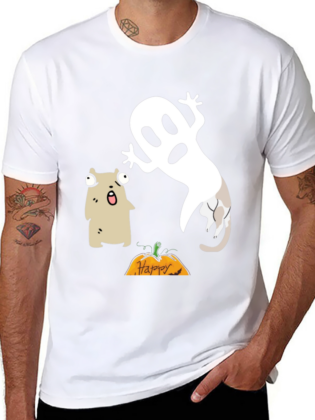Halloween Ghost & Cat T-Shirt