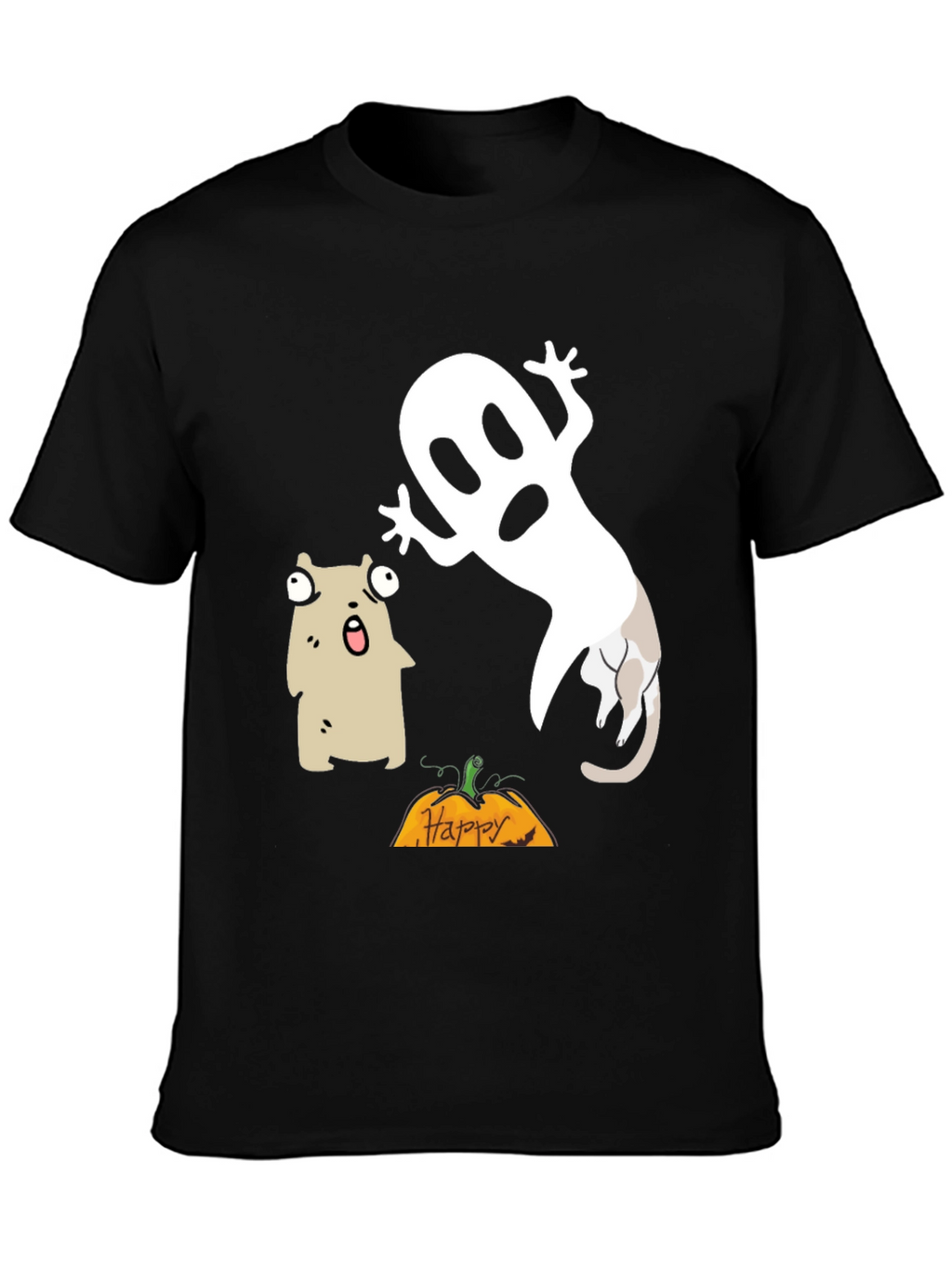 Halloween Ghost & Cat T-Shirt