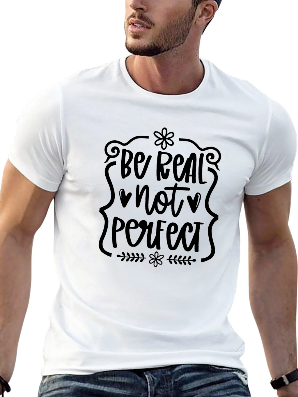 Be Real Not Perfect Black T-Shirt