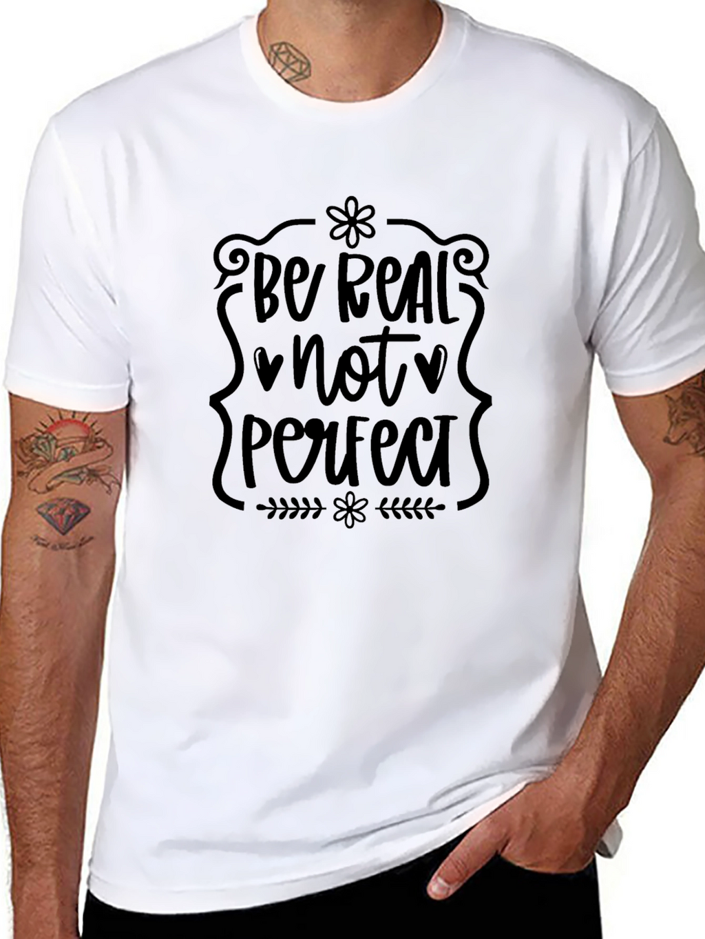 Be Real Not Perfect Black T-Shirt