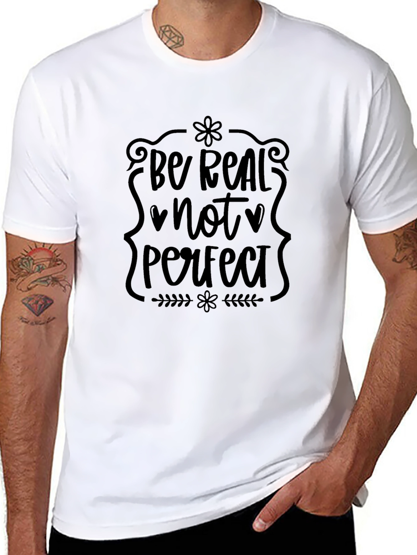 Be Real Not Perfect Black T-Shirt
