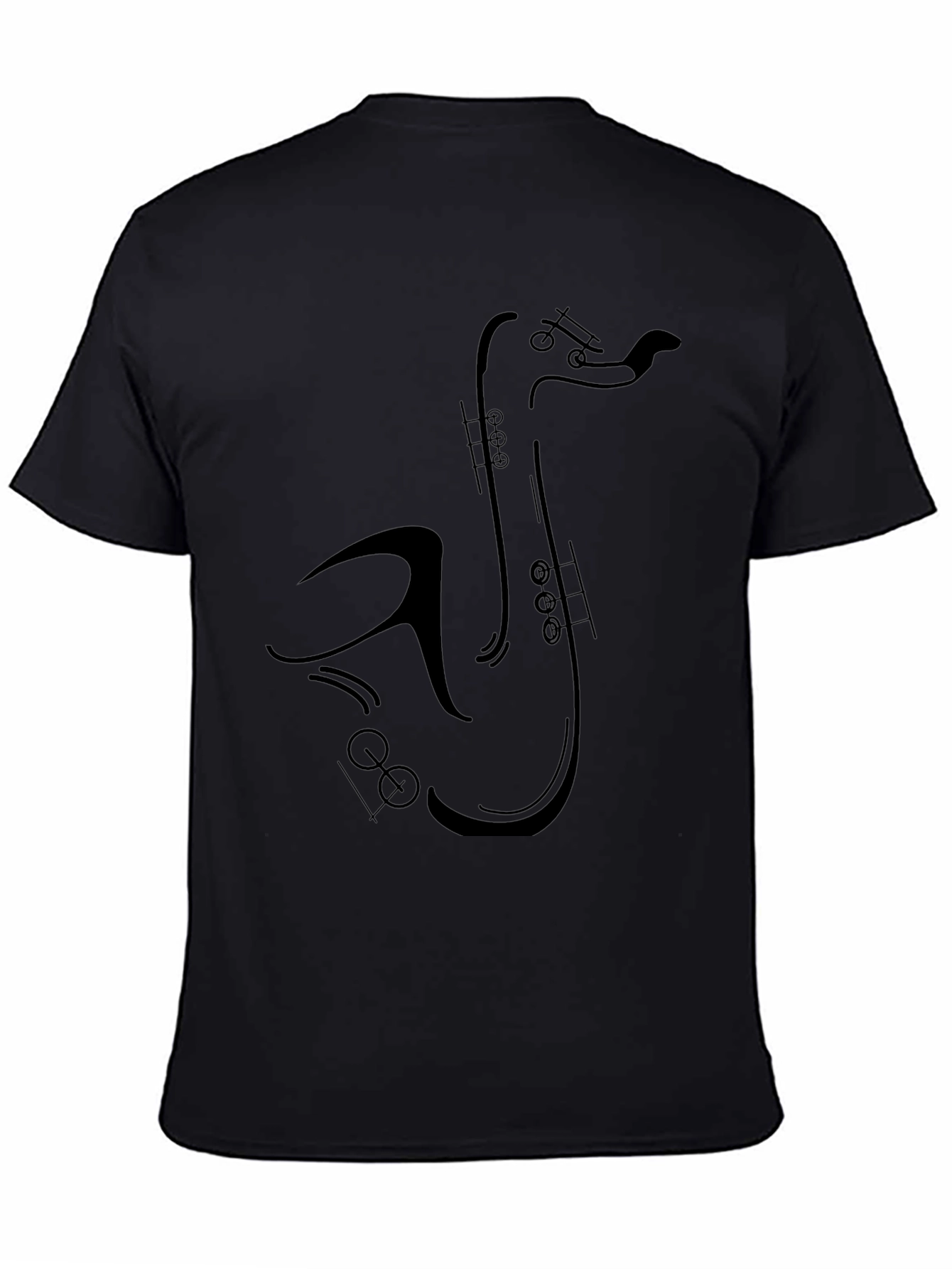 Saxophone Graphic Tee - Black Cotton T-Shirt