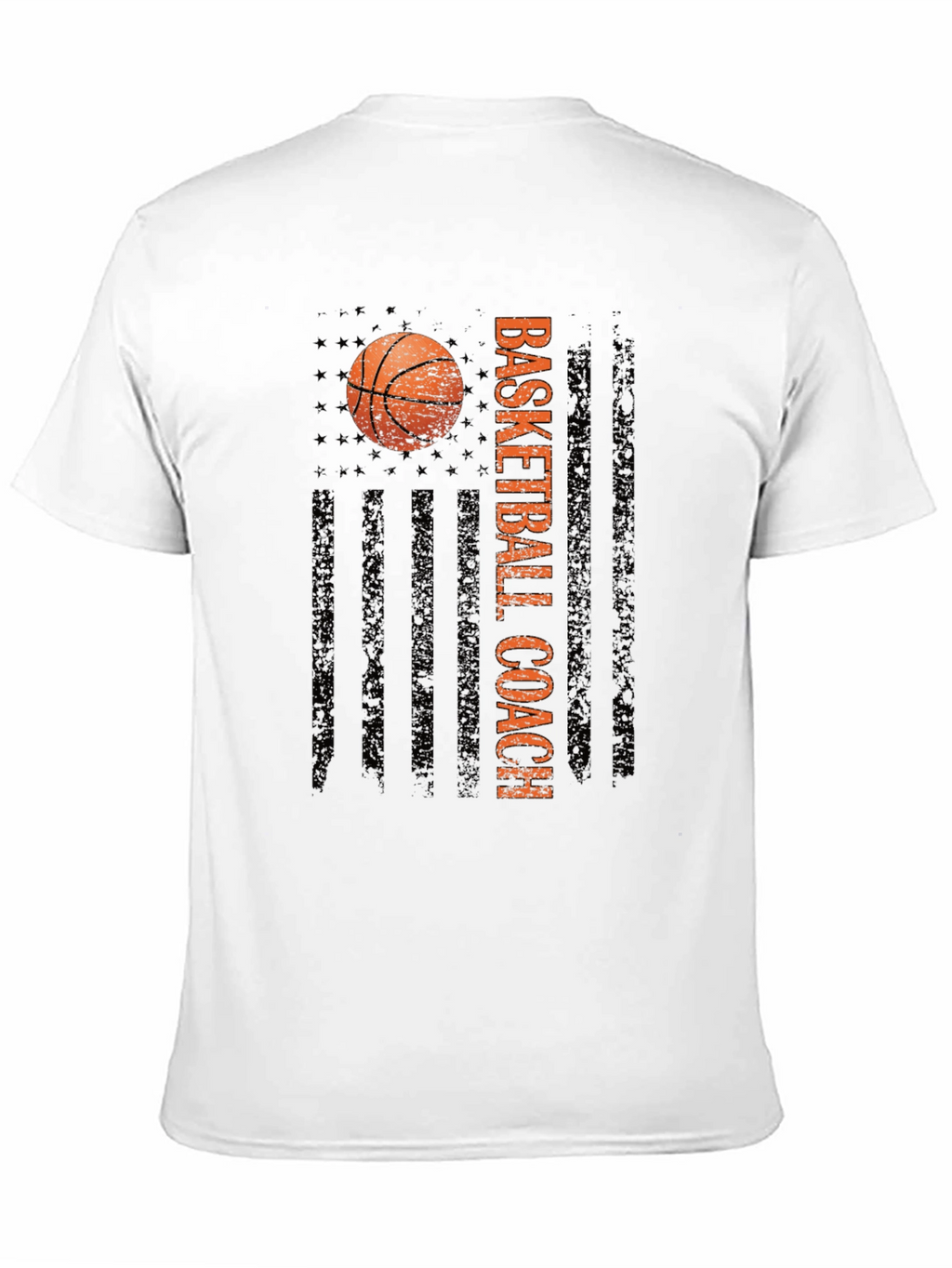 Basketball Coach Tee - Distressed American Flag Design