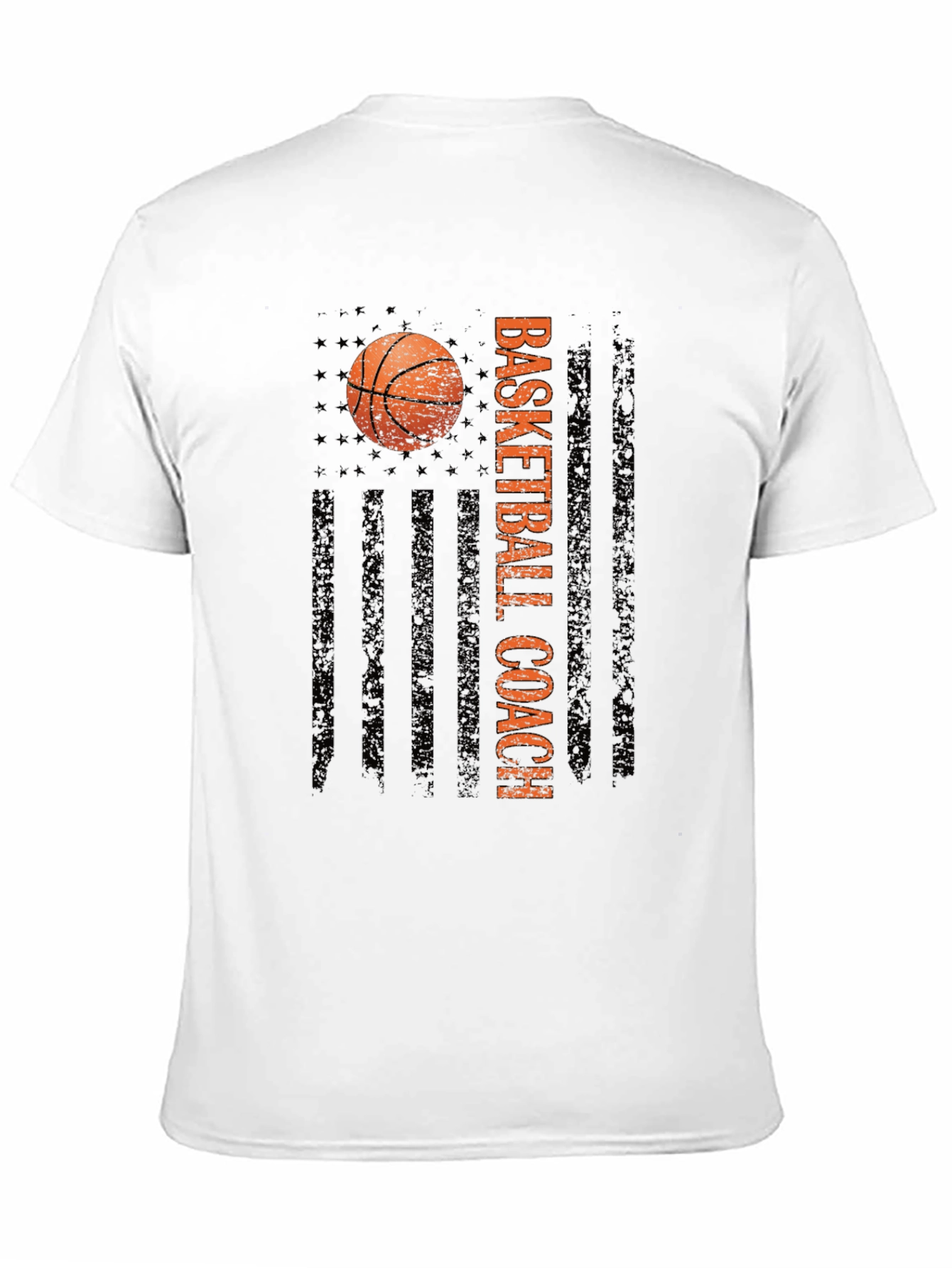 Basketball Coach Tee - Distressed American Flag Design