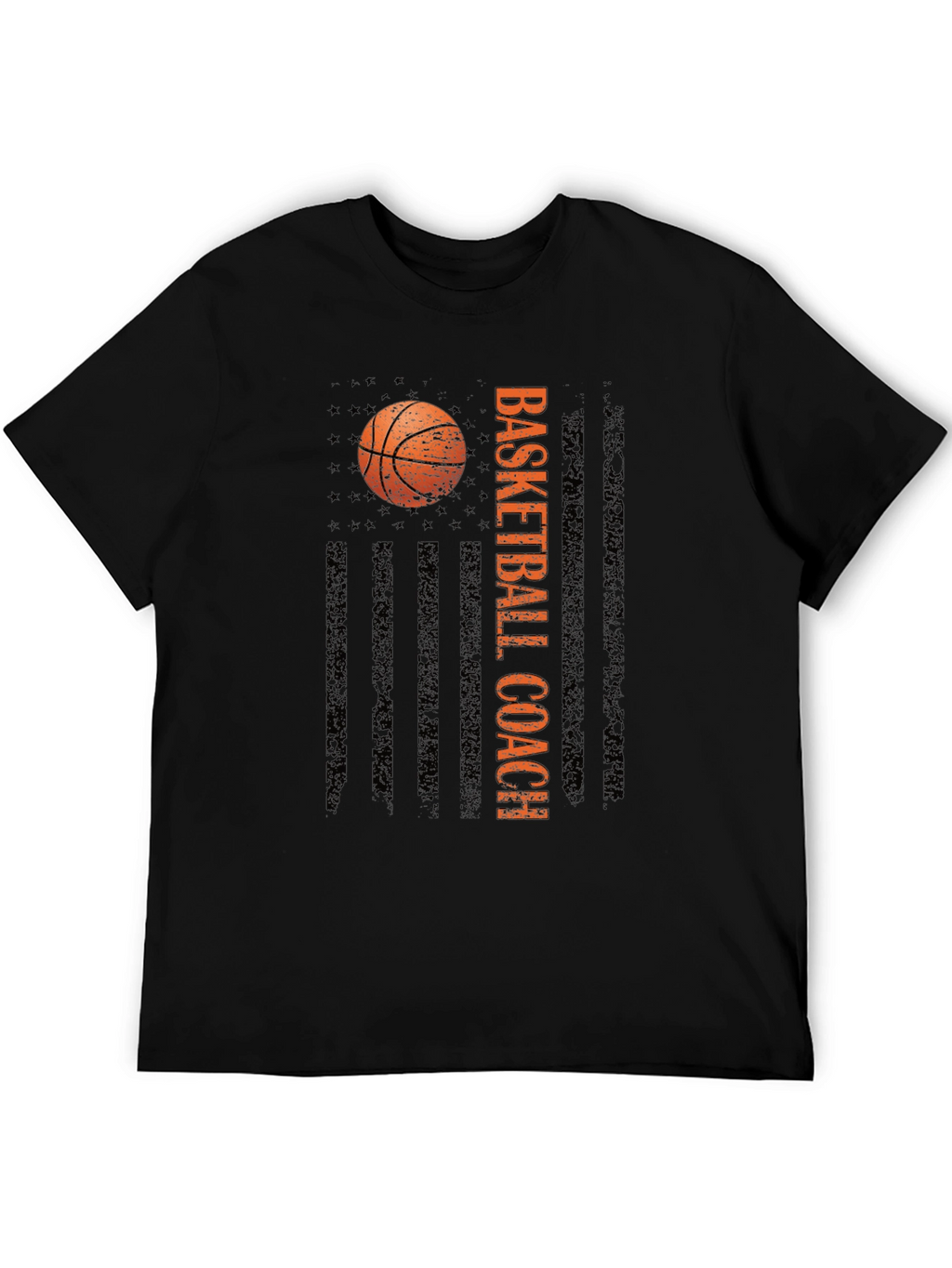Basketball Coach Tee - Distressed American Flag Design