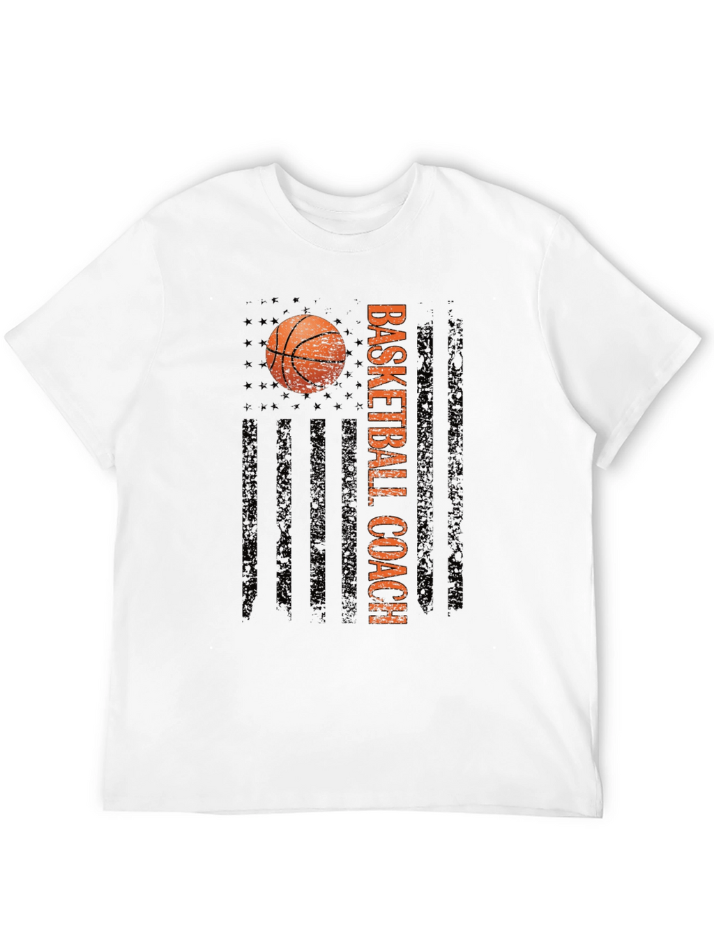 Basketball Coach Tee - Distressed American Flag Design