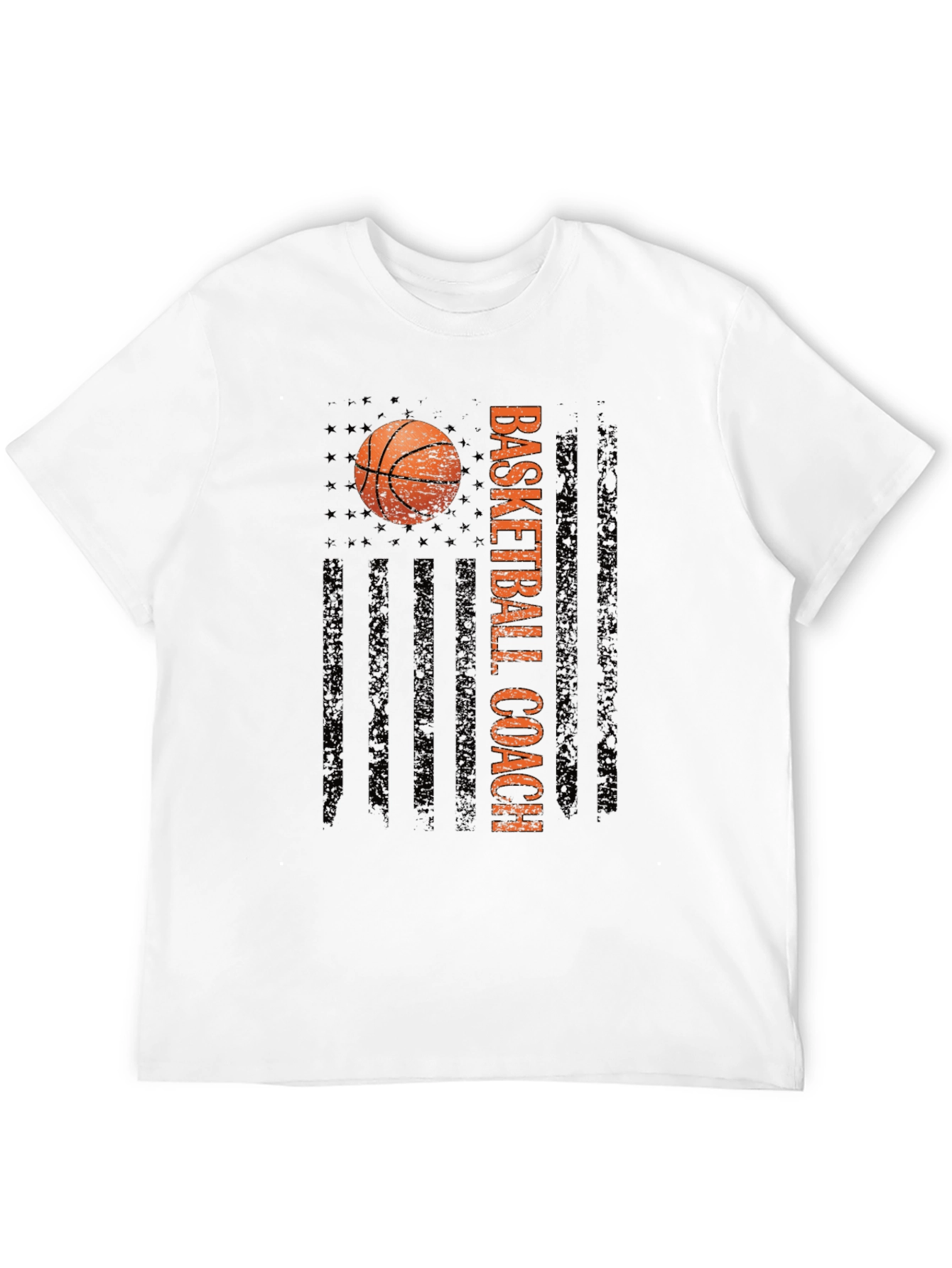 Basketball Coach Tee - Distressed American Flag Design