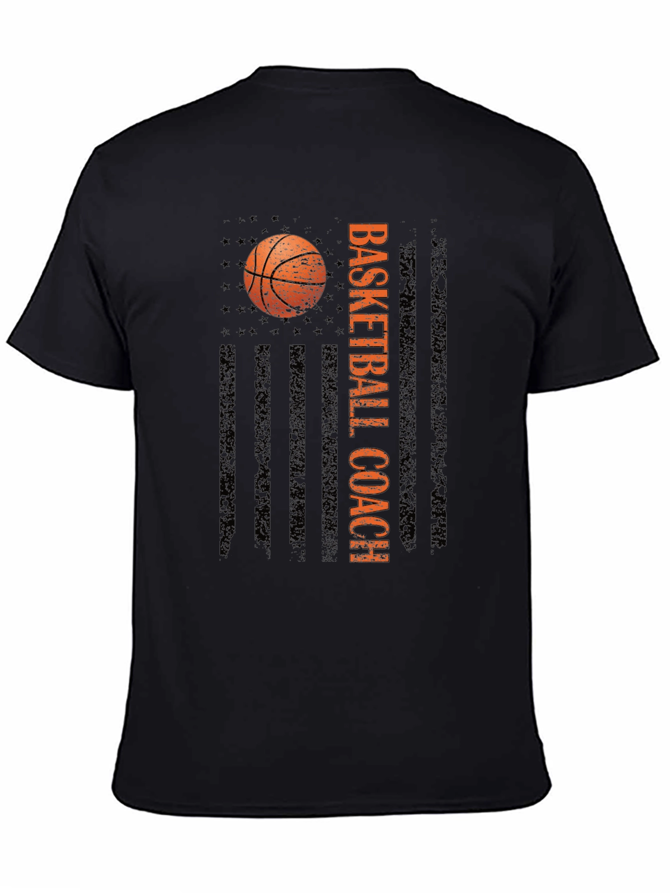 Basketball Coach Tee - Distressed American Flag Design