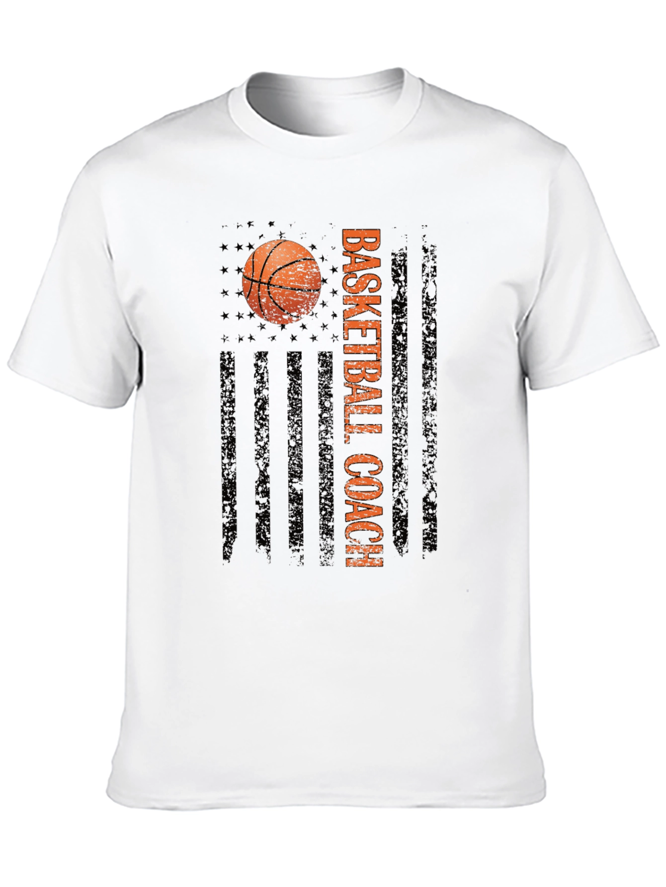 Basketball Coach Tee - Distressed American Flag Design