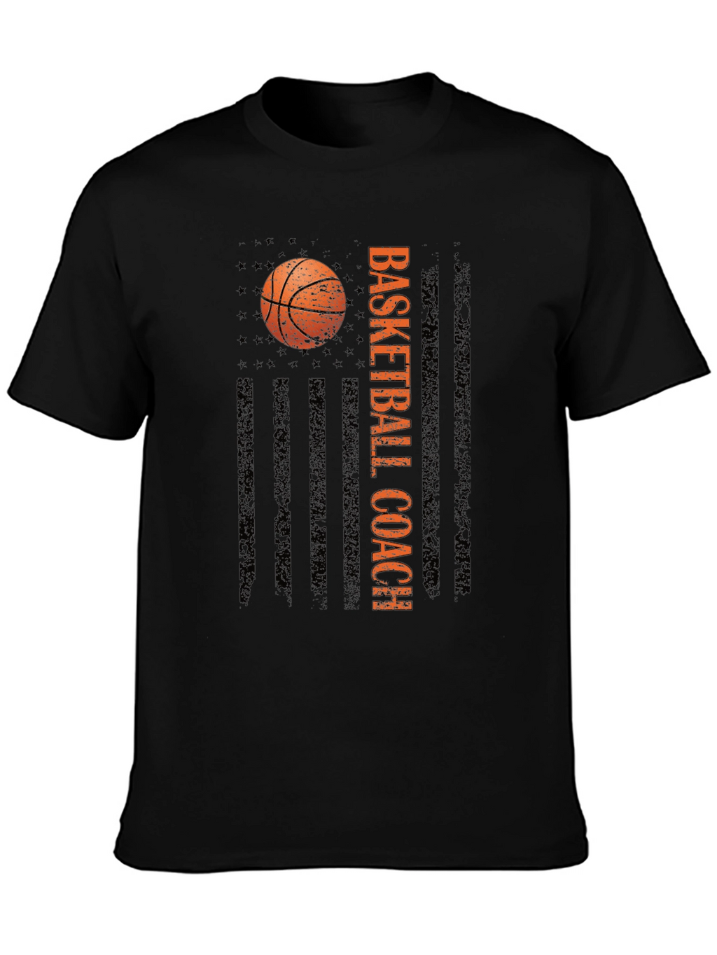 Basketball Coach Tee - Distressed American Flag Design