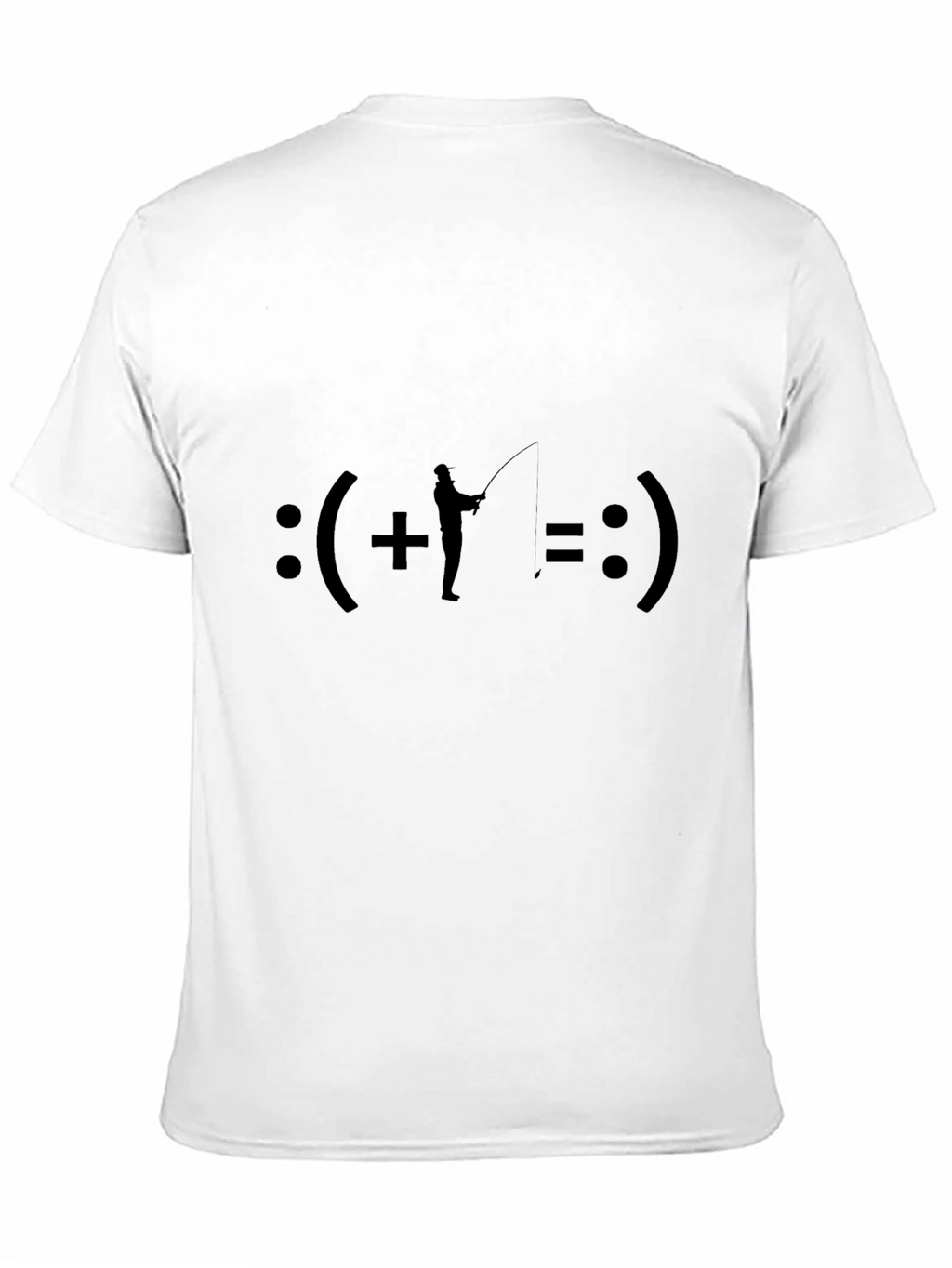 Fishing Equals Happiness T-Shirt - Black Crew Neck Tee