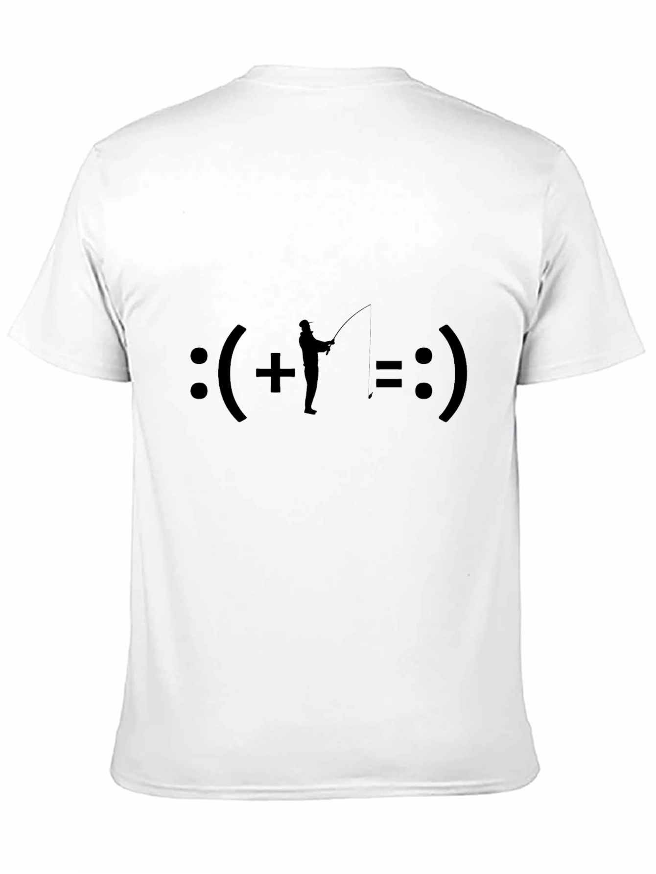 Fishing Equals Happiness T-Shirt - Black Crew Neck Tee