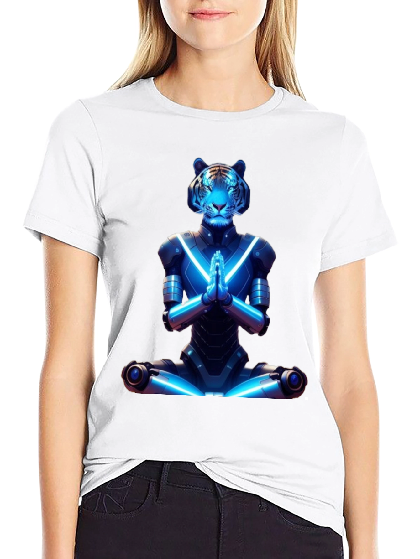 Meditating Cyber Tiger Graphic Tee