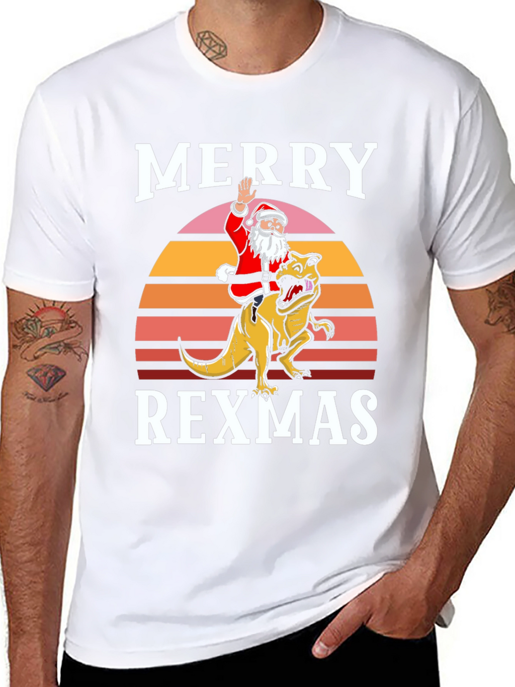 Merry Rexmas T-Shirt - Santa Riding Dinosaur