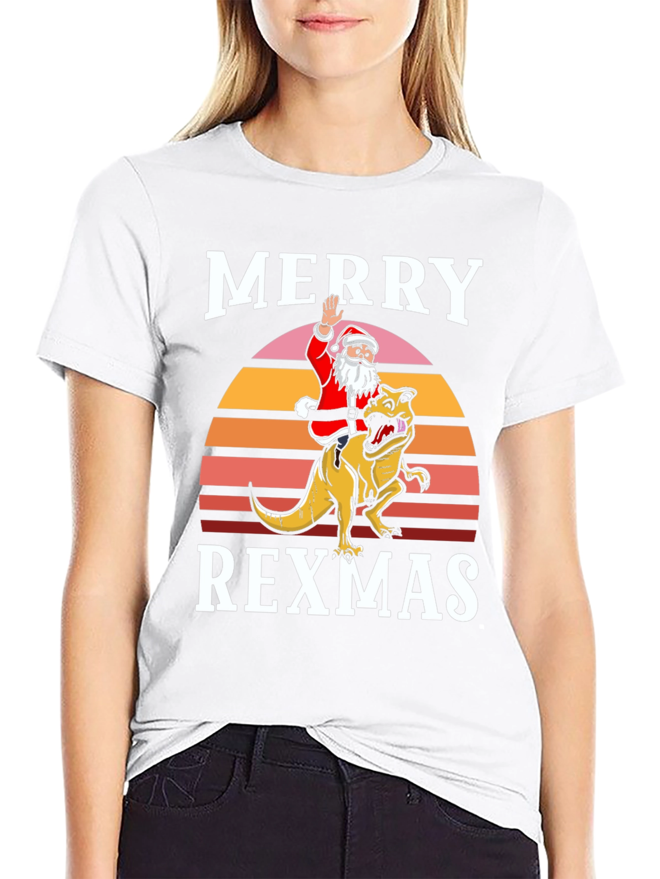 Merry Rexmas T-Shirt - Santa Riding Dinosaur