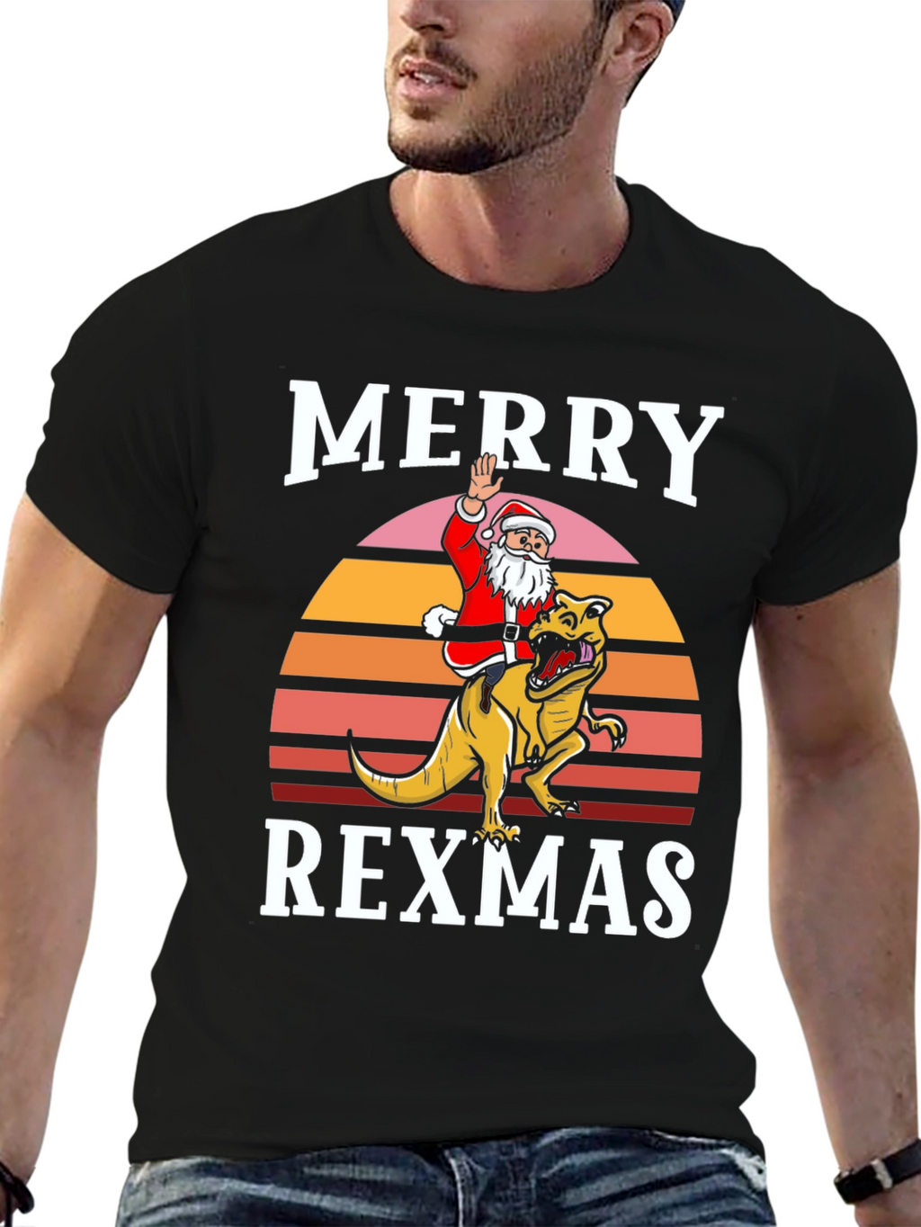 Merry Rexmas T-Shirt - Santa Riding Dinosaur