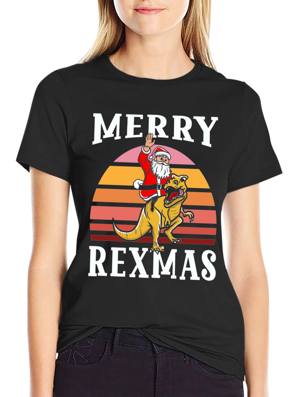 Merry Rexmas T-Shirt - Santa Riding Dinosaur