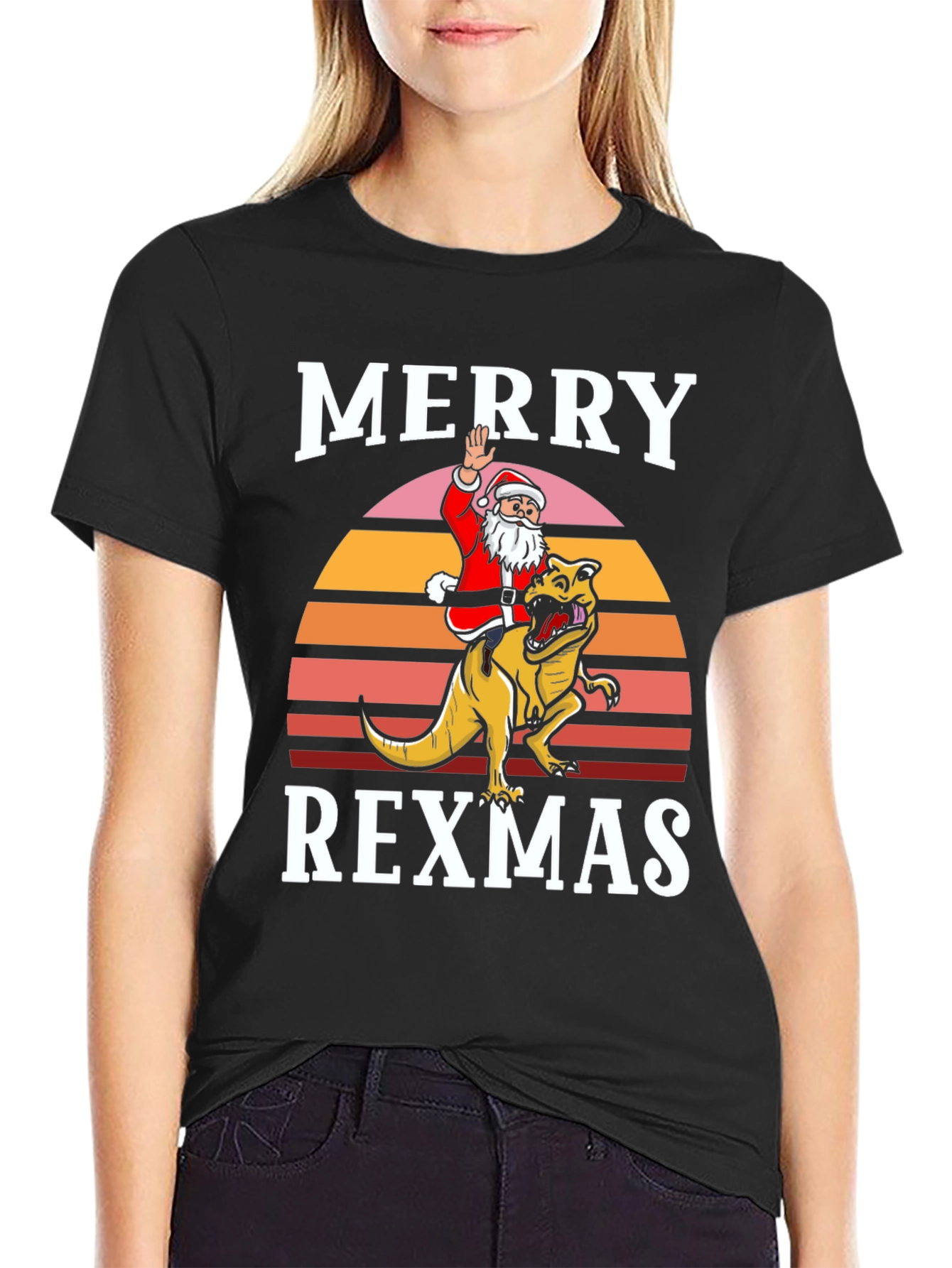 Merry Rexmas T-Shirt - Santa Riding Dinosaur