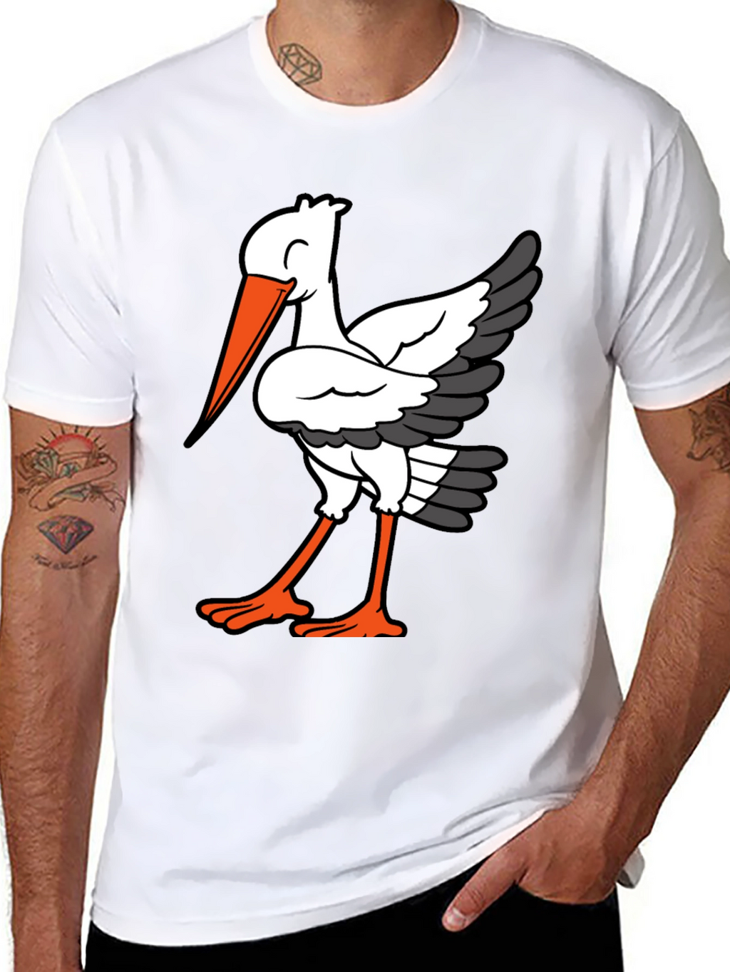 Stork Graphic Tee - Quirky Bird Lovers T-Shirt