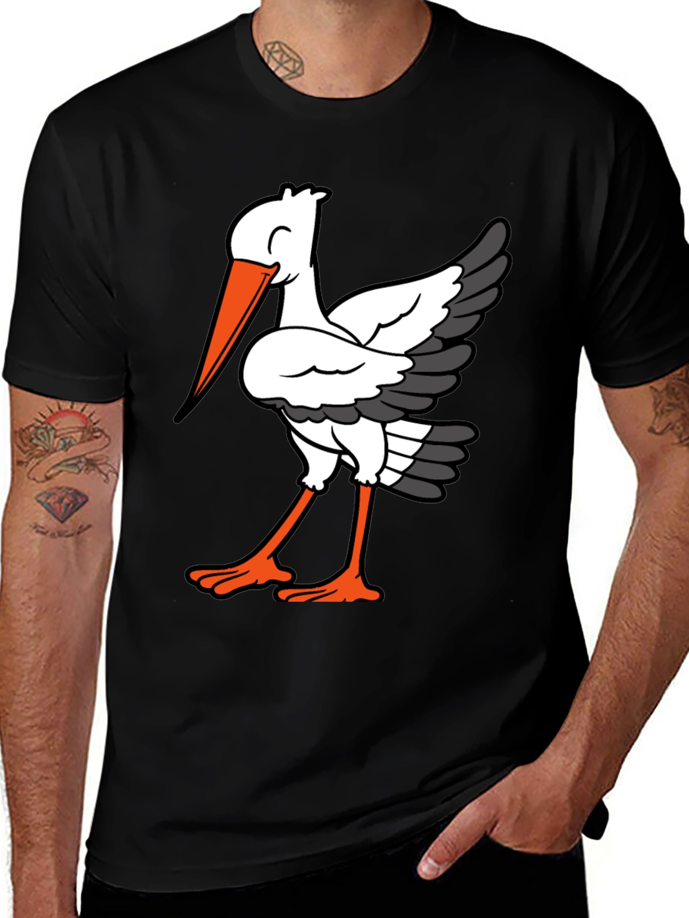 Stork Graphic Tee - Quirky Bird Lovers T-Shirt