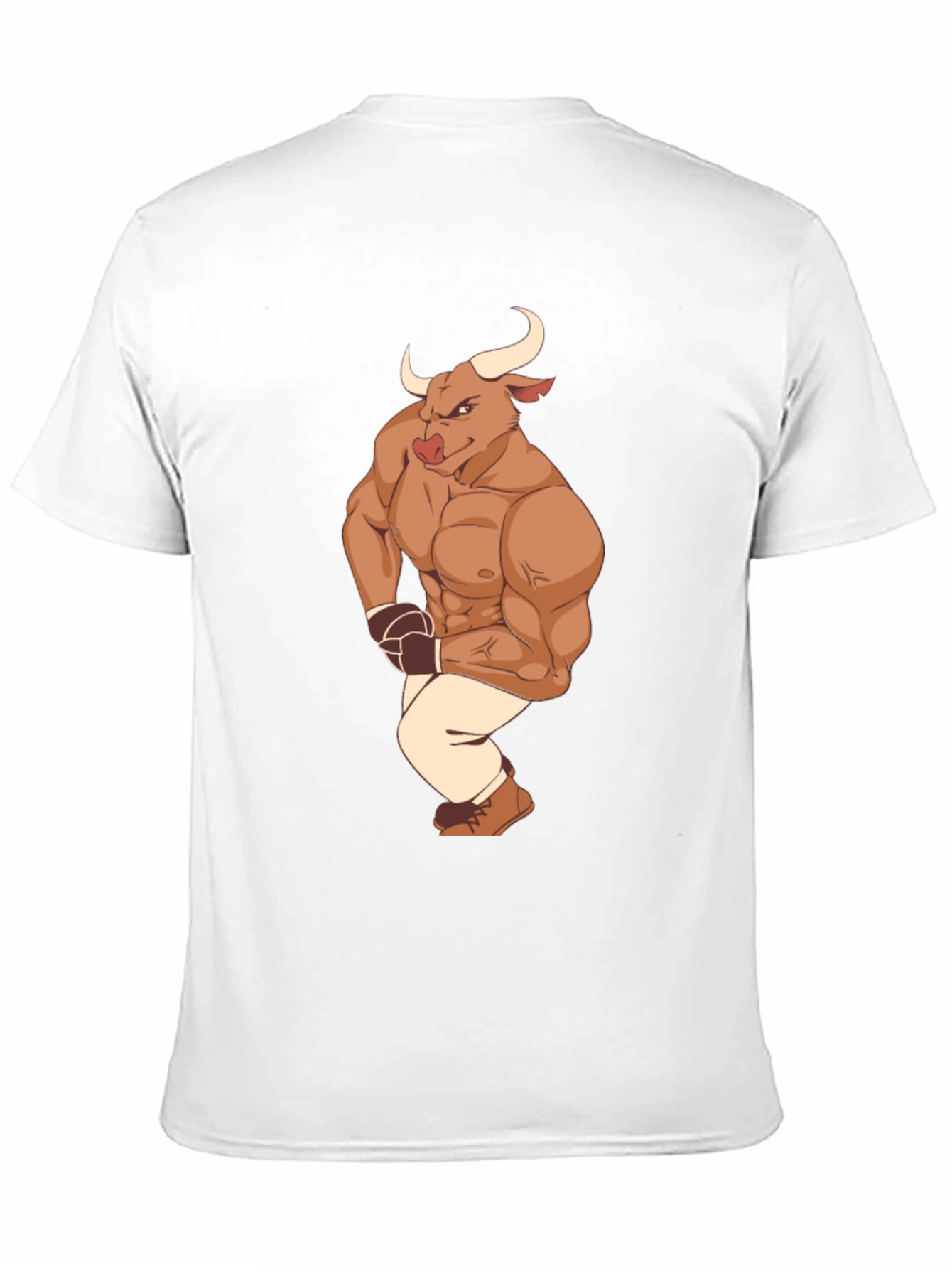 Cartoon Bull Boxer Graphic Tee - Black