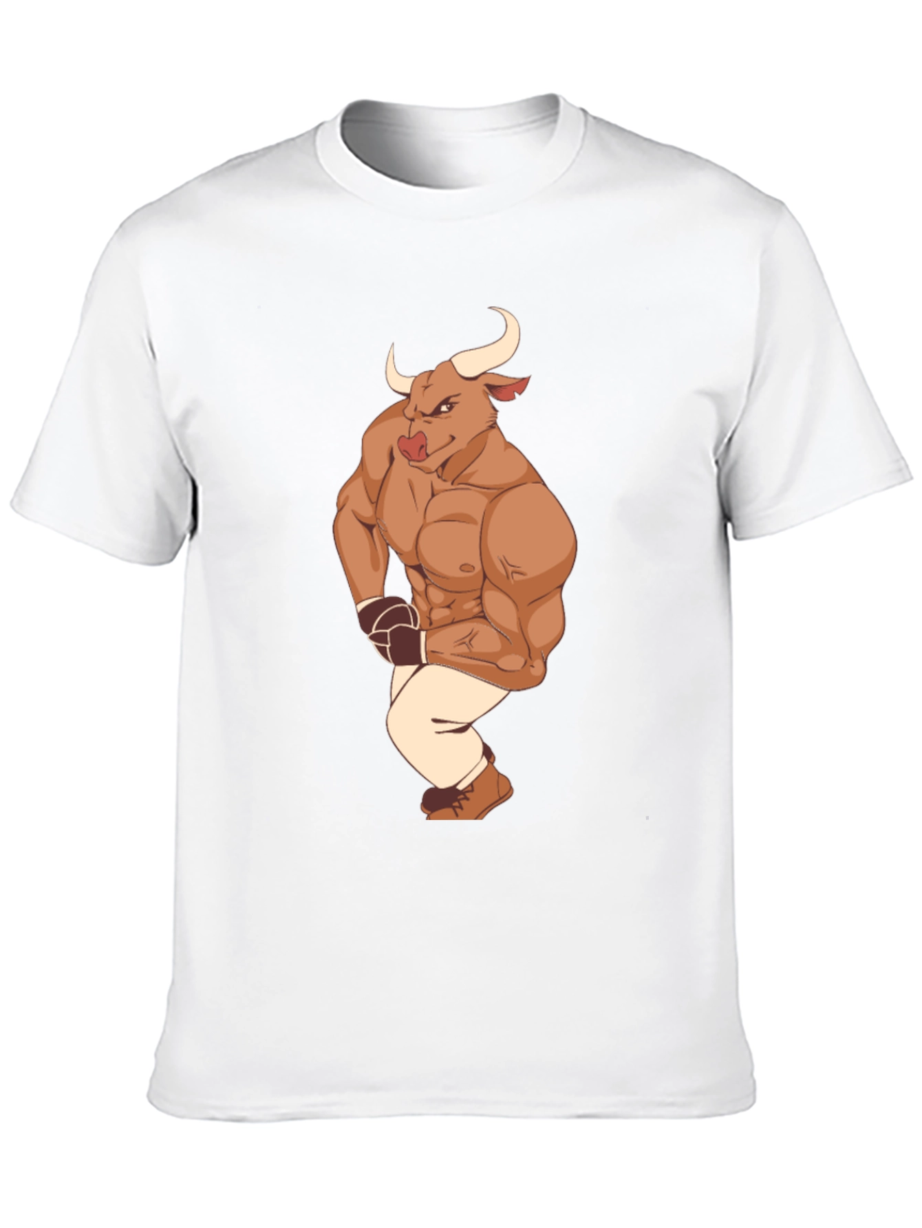 Cartoon Bull Boxer Graphic Tee - Black