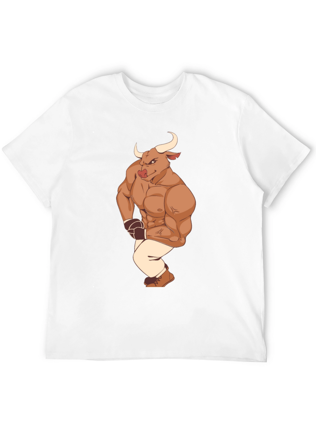 Cartoon Bull Boxer Graphic Tee - Black