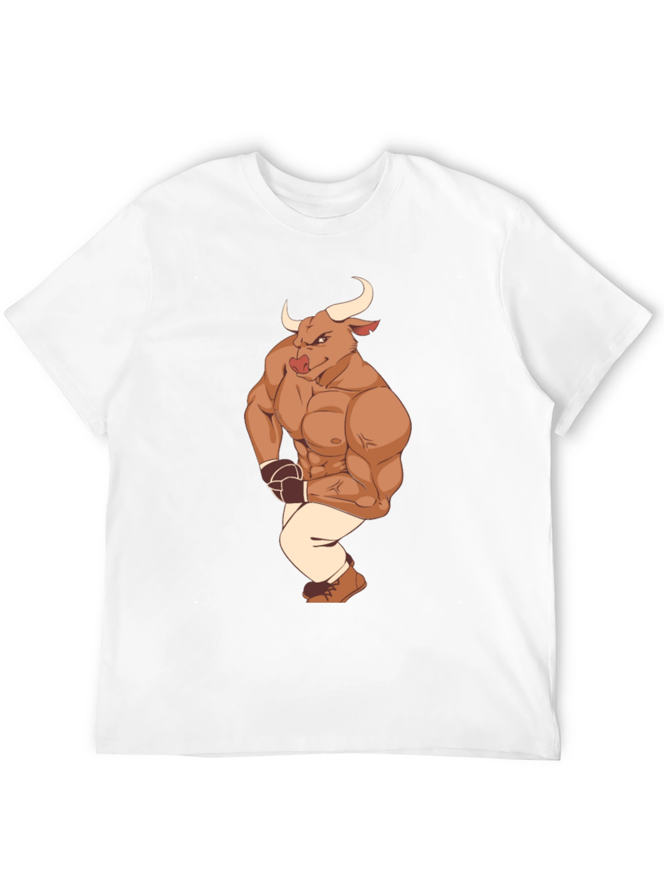 Cartoon Bull Boxer Graphic Tee - Black