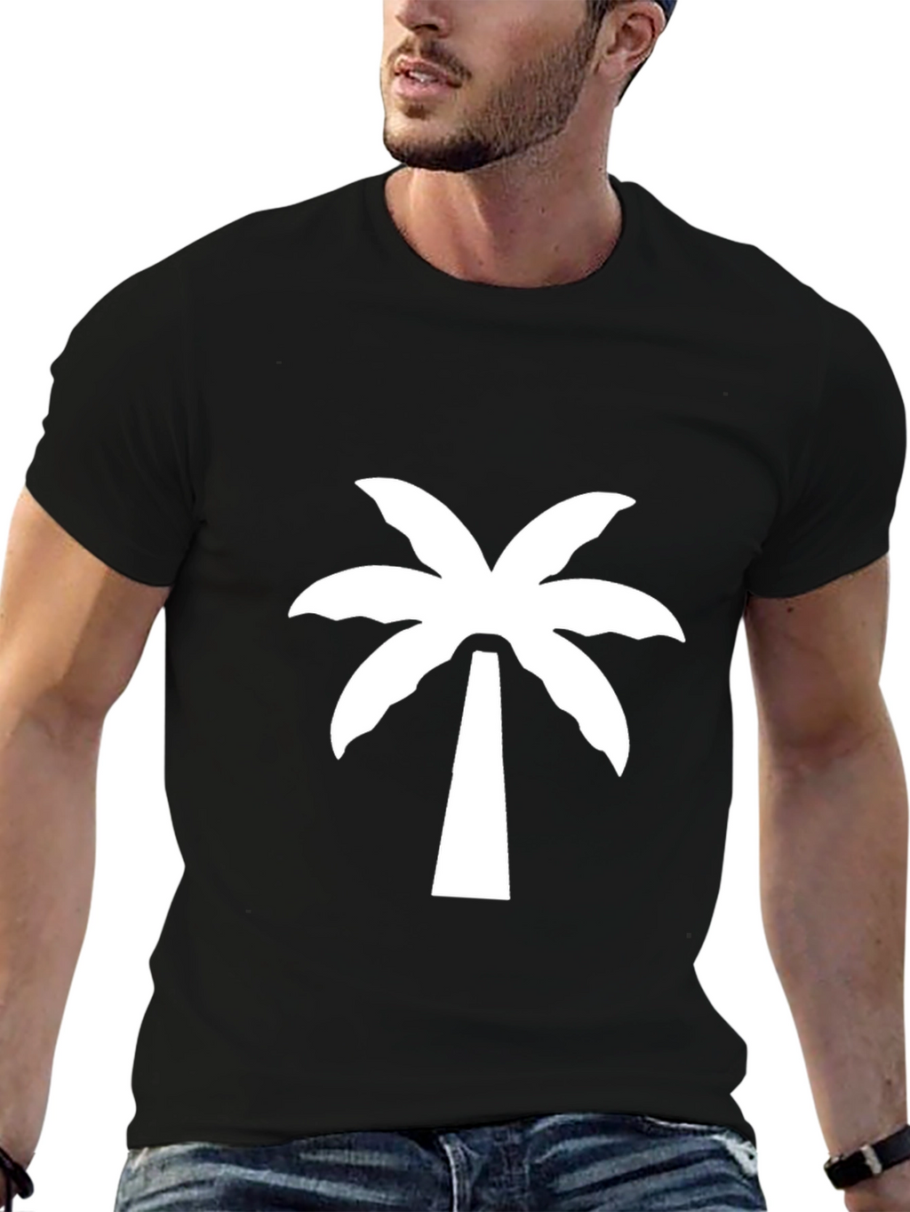 Palm Tree Graphic Tee - Black Casual T-Shirt