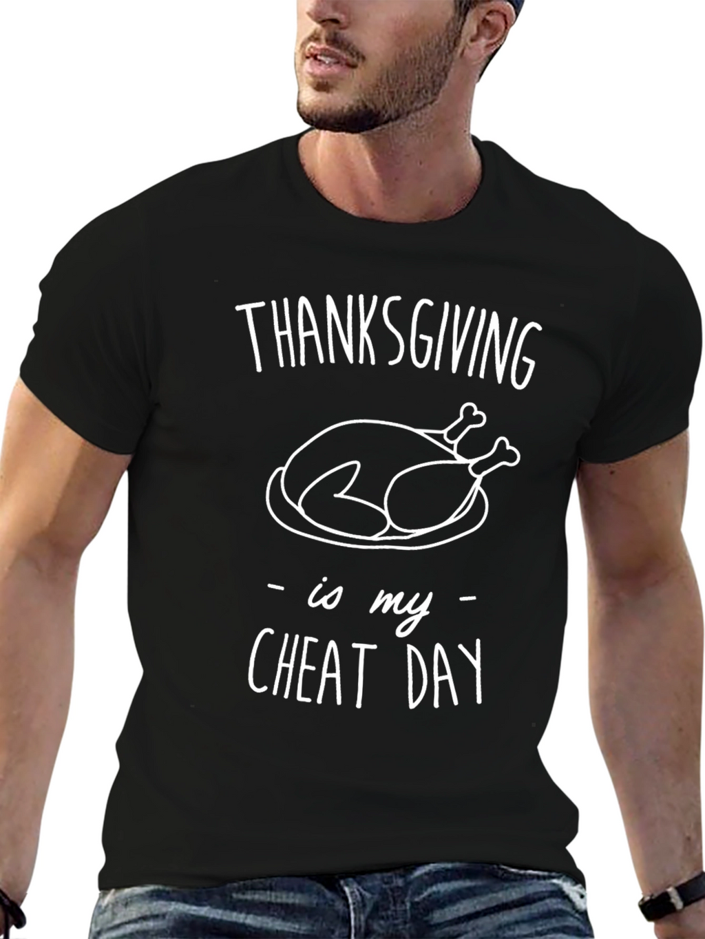 Thanksgiving Cheat Day Graphic Tee - Black