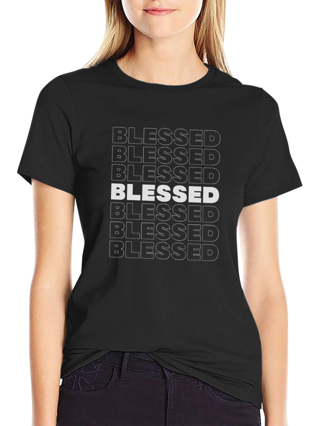 Blessed Graphic Print Black T-Shirt