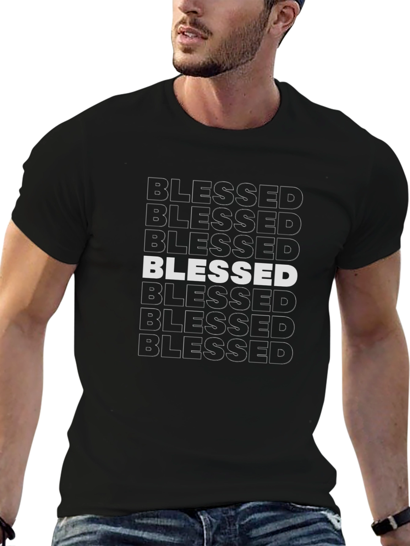 Blessed Graphic Print Black T-Shirt