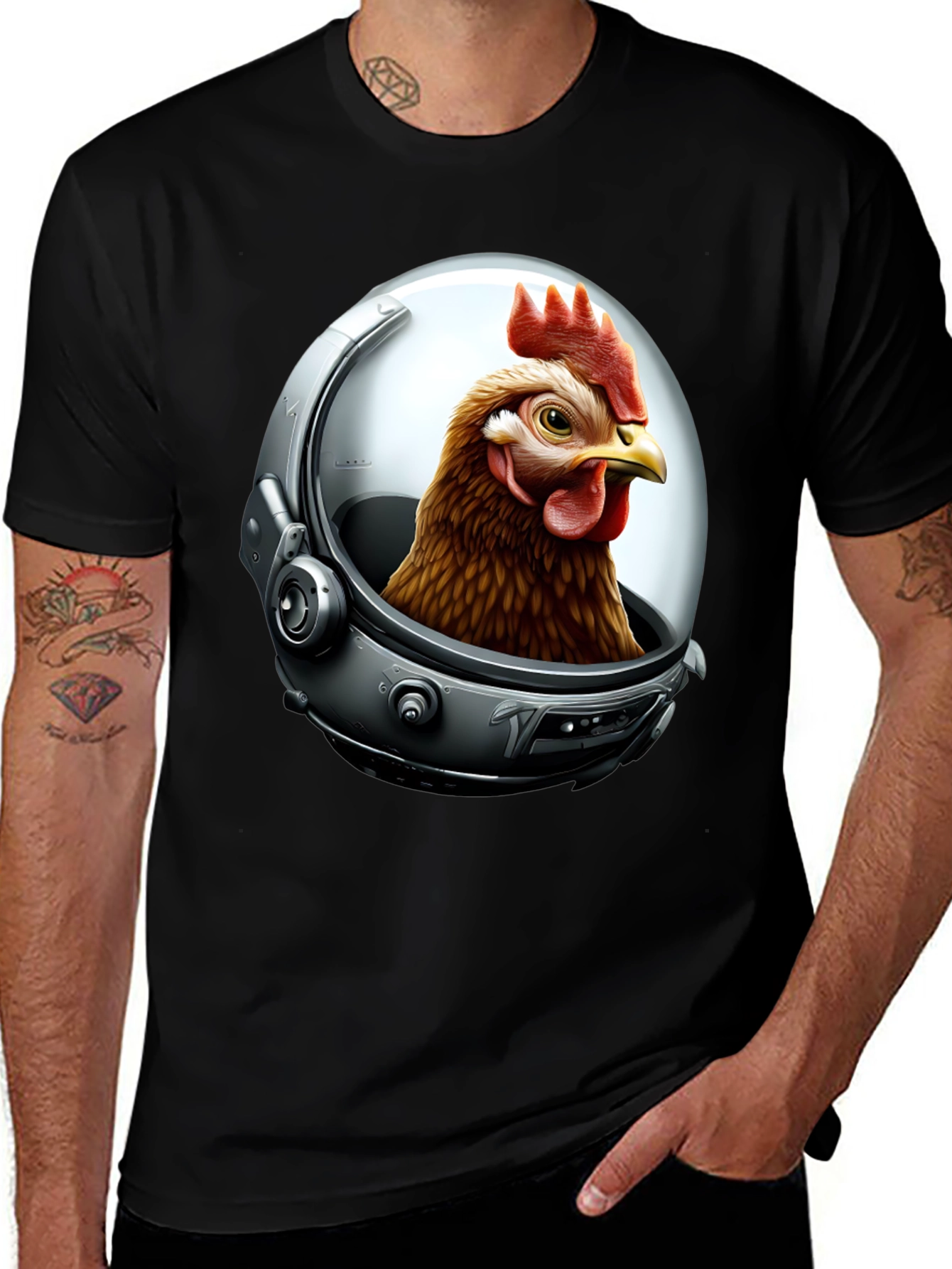 Astronaut Chicken Graphic T-Shirt