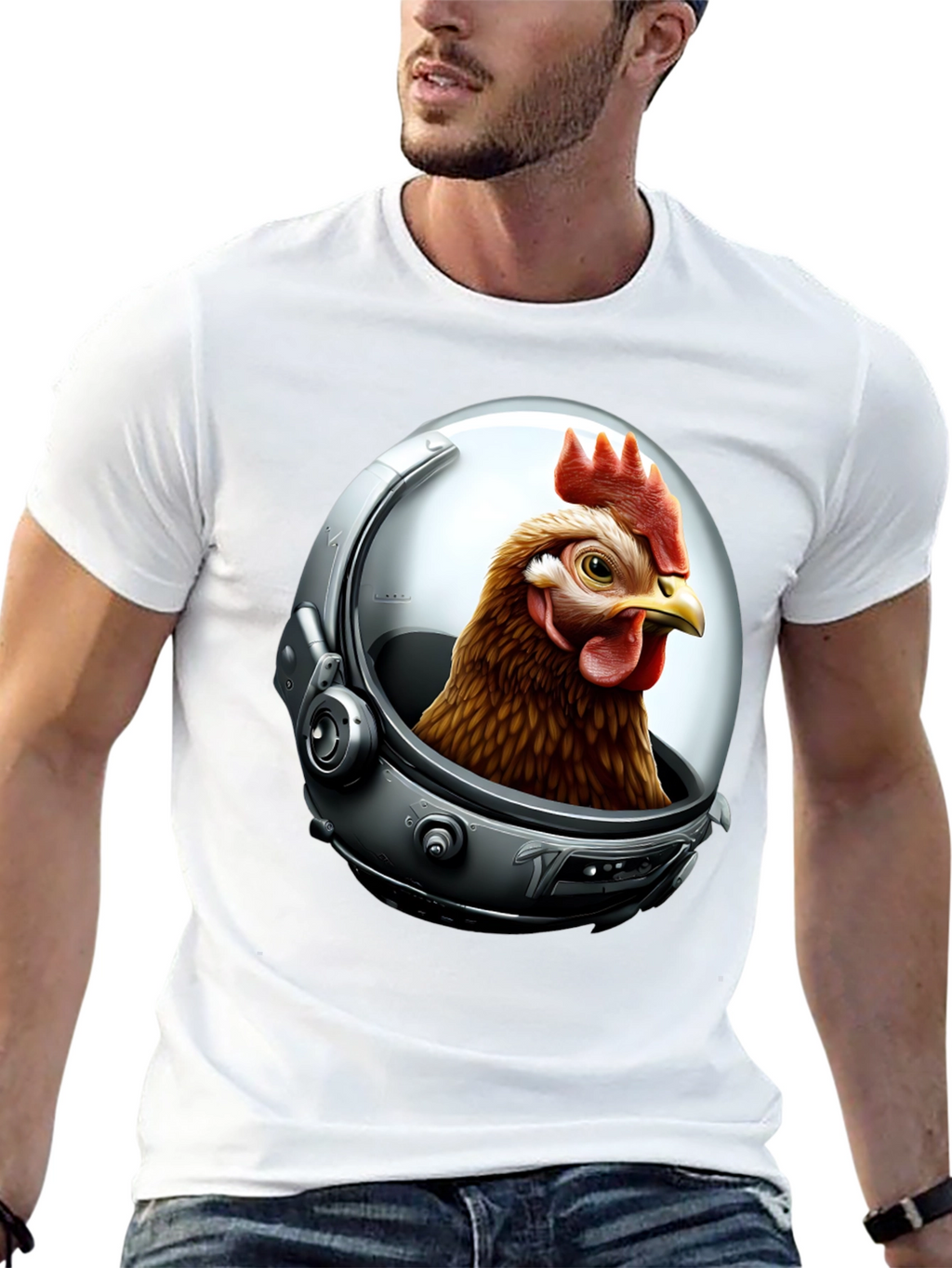 Astronaut Chicken Graphic T-Shirt