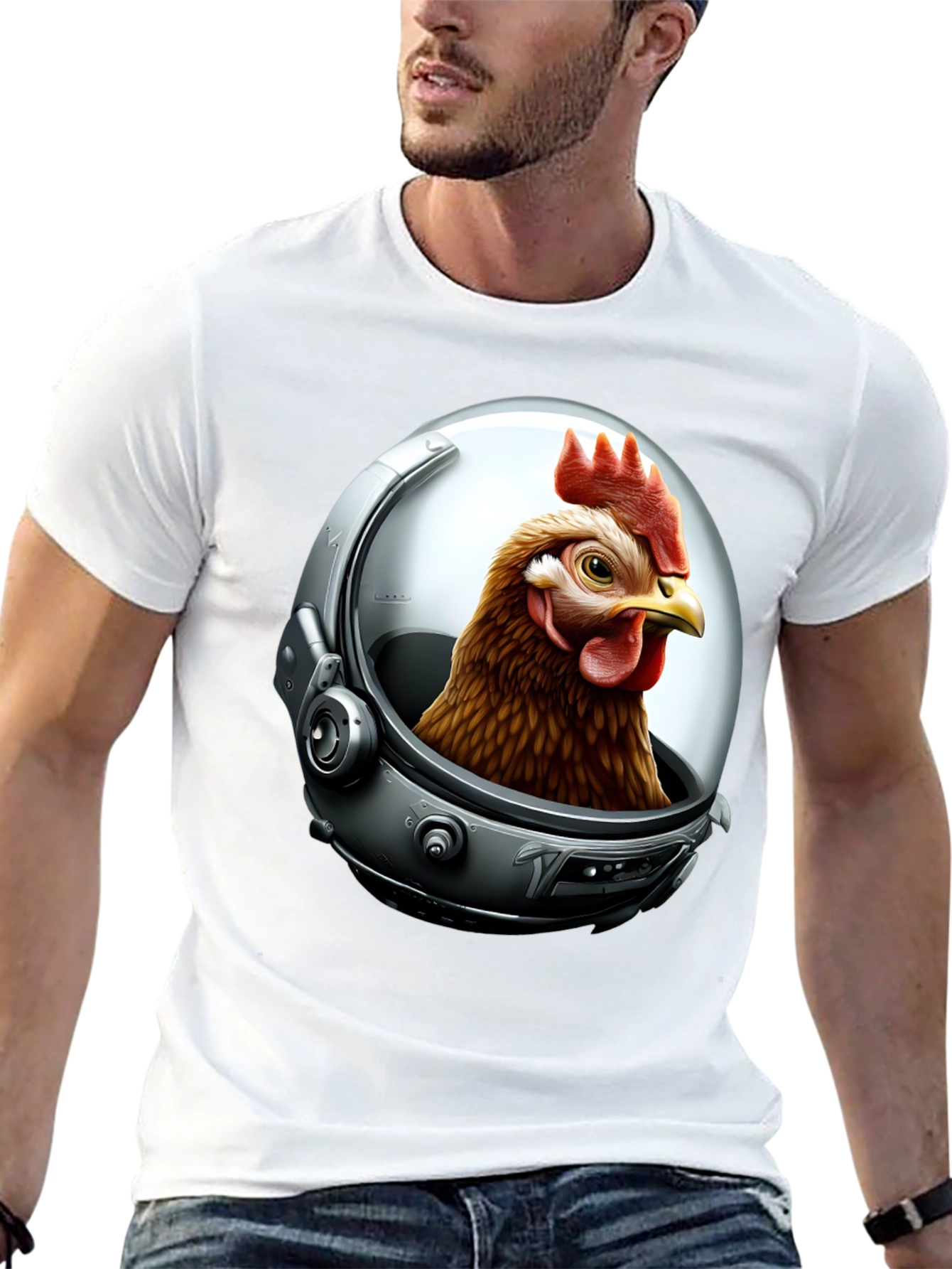 Astronaut Chicken Graphic T-Shirt