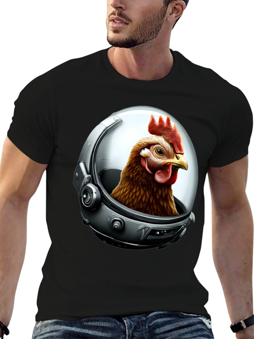 Astronaut Chicken Graphic T-Shirt
