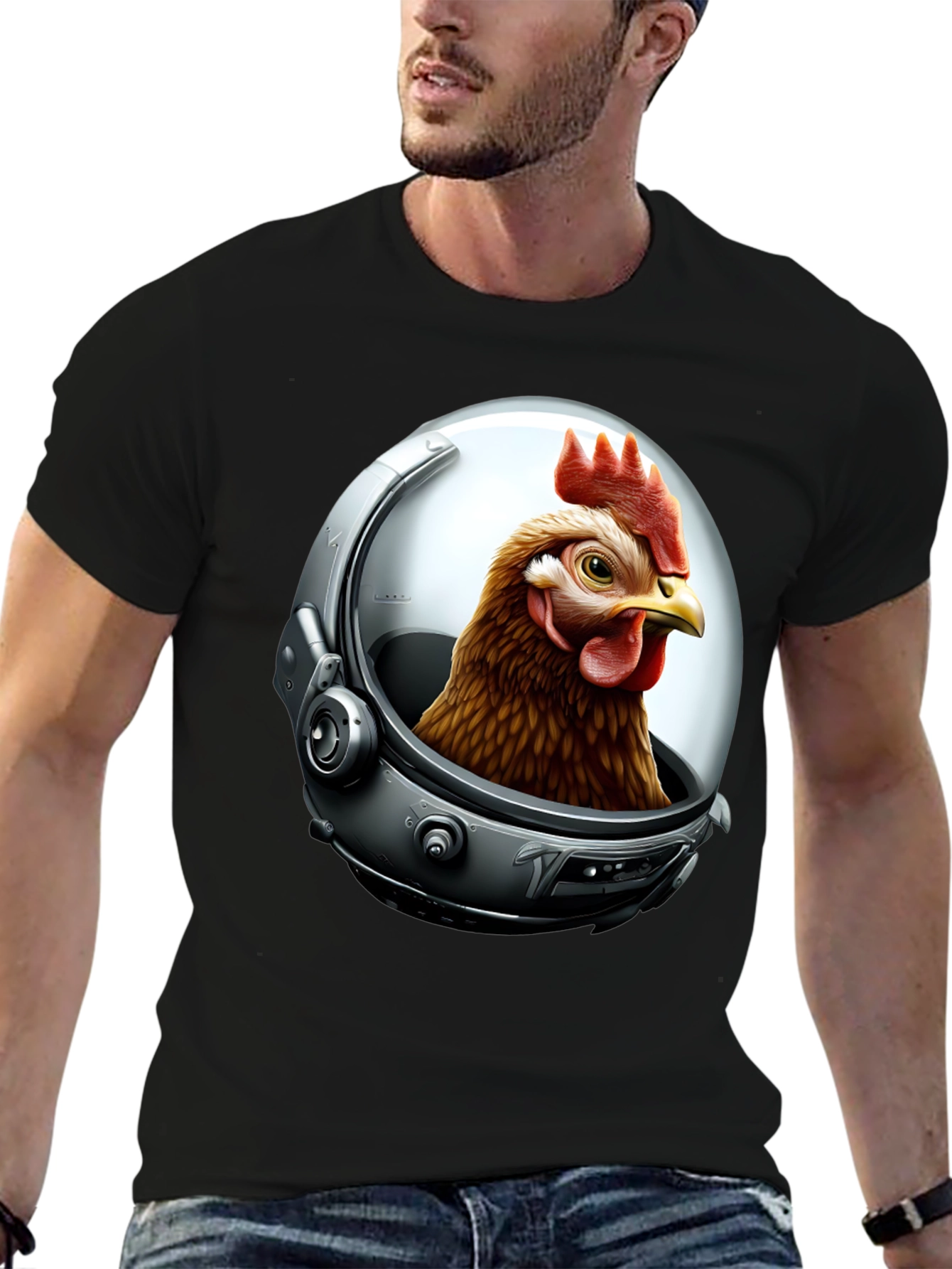 Astronaut Chicken Graphic T-Shirt