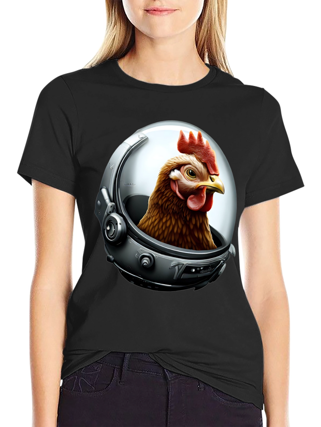 Astronaut Chicken Graphic T-Shirt