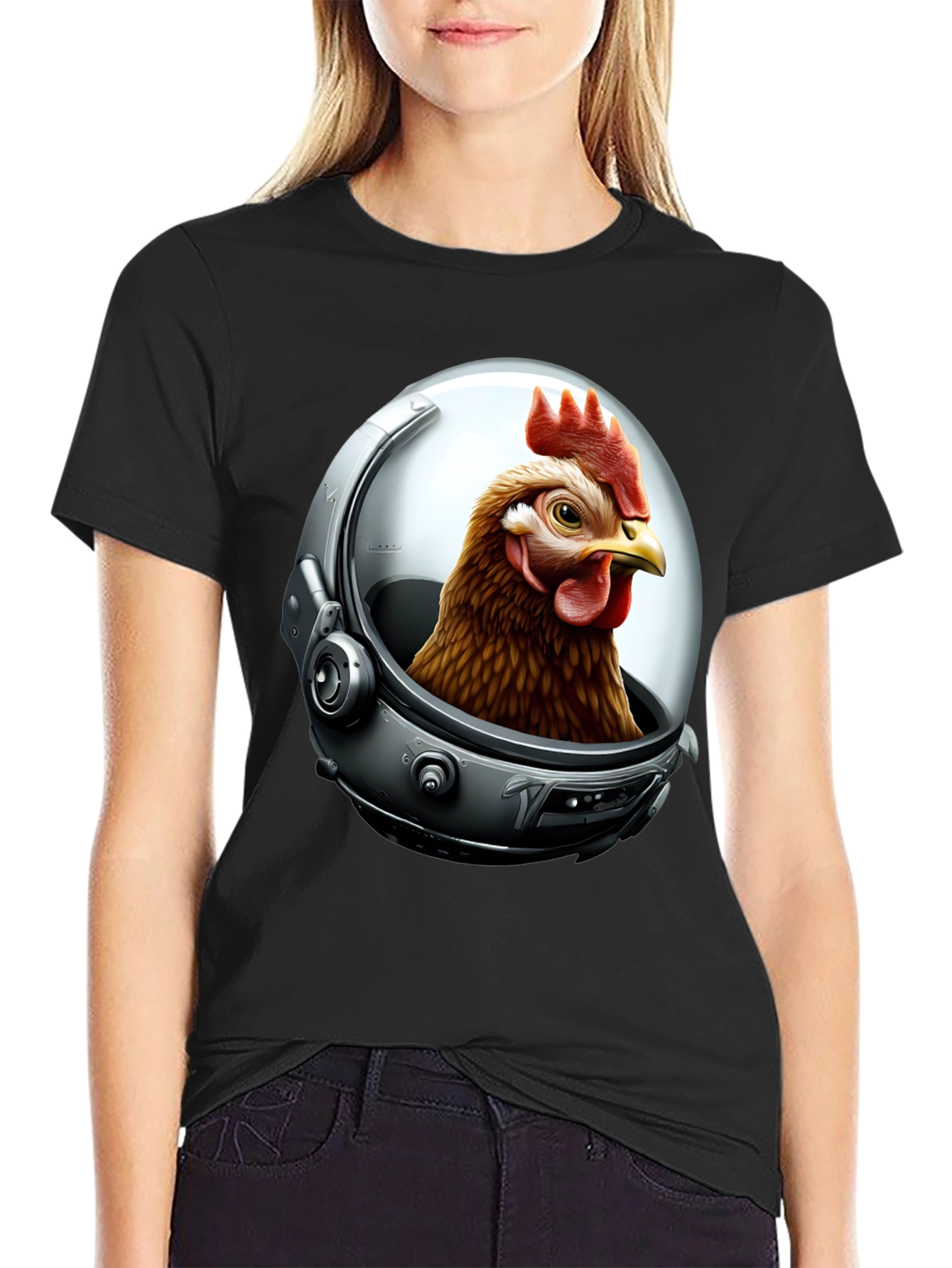 Astronaut Chicken Graphic T-Shirt
