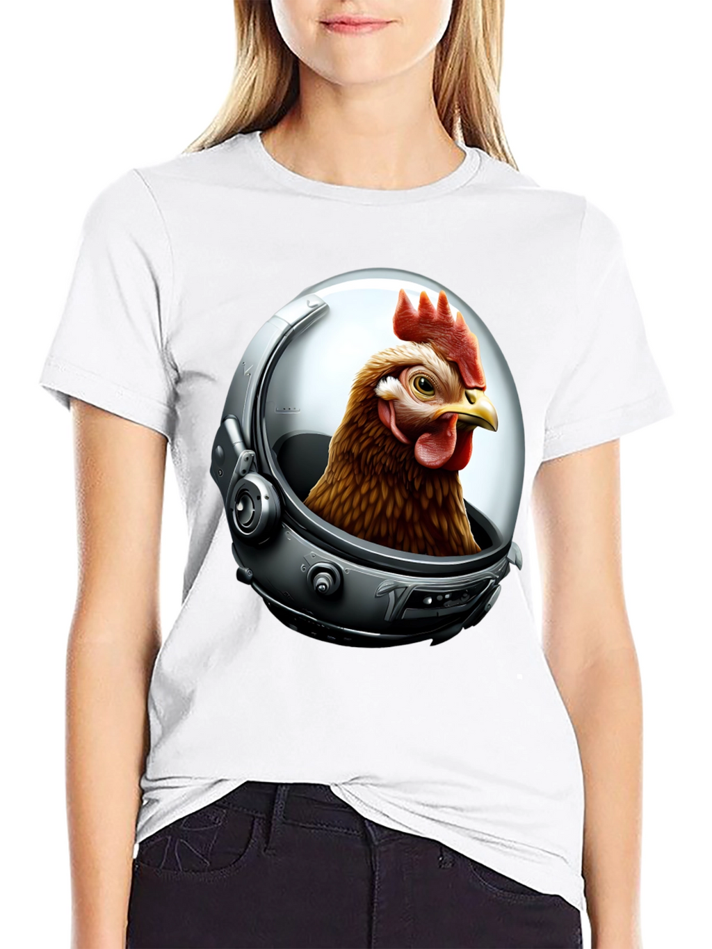 Astronaut Chicken Graphic T-Shirt