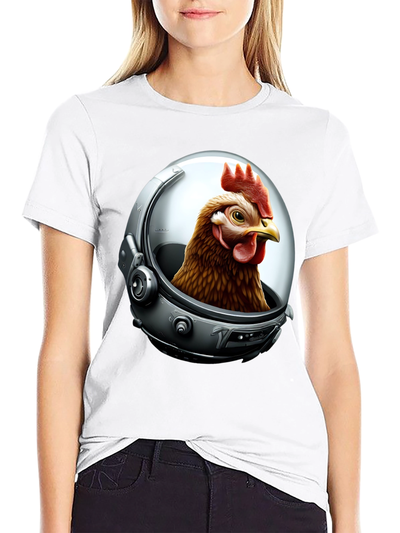 Astronaut Chicken Graphic T-Shirt