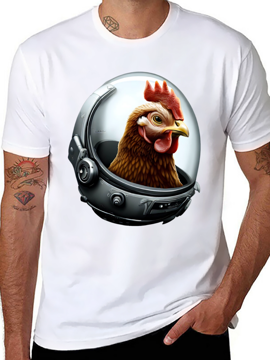 Astronaut Chicken Graphic T-Shirt