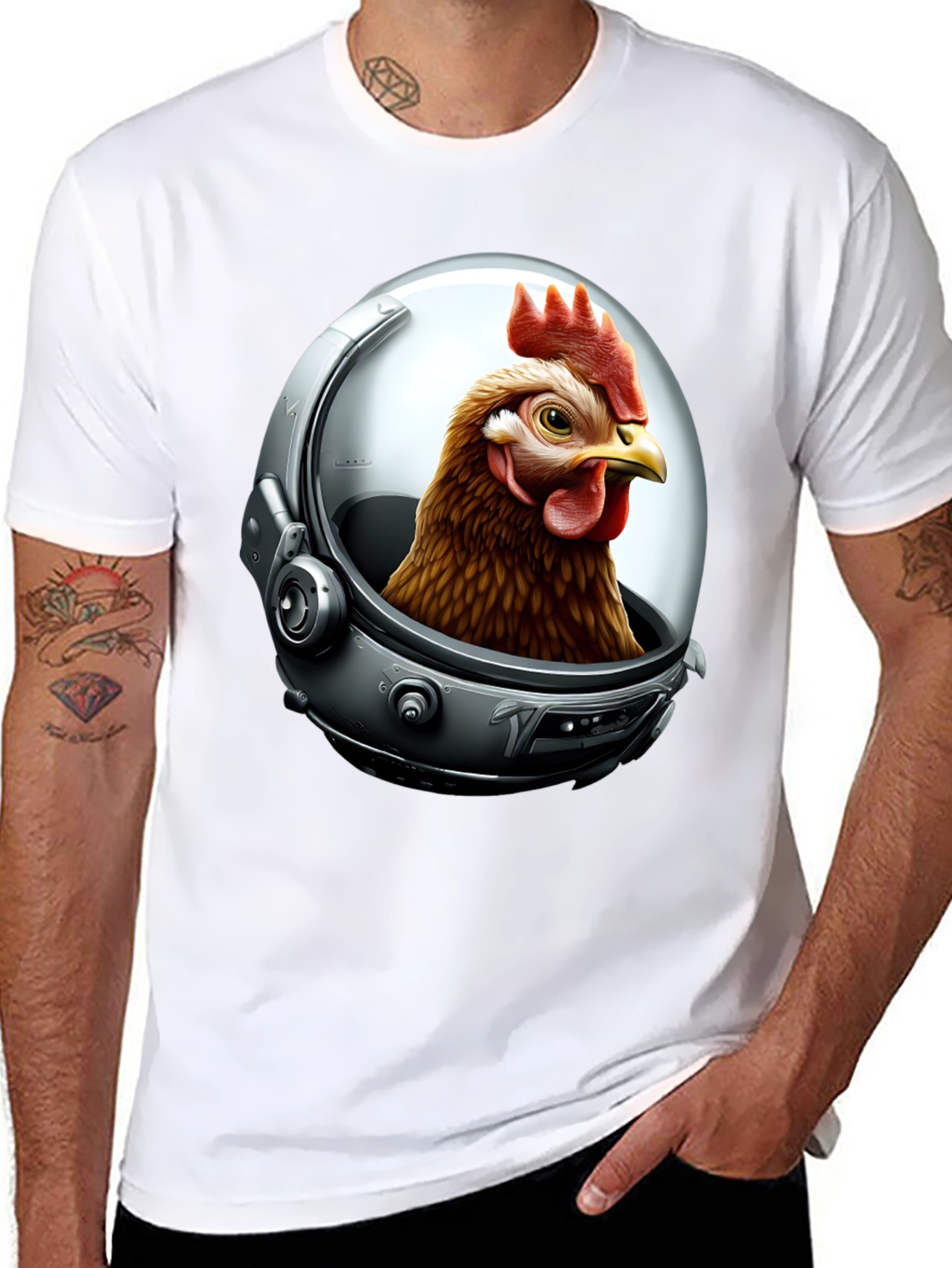 Astronaut Chicken Graphic T-Shirt