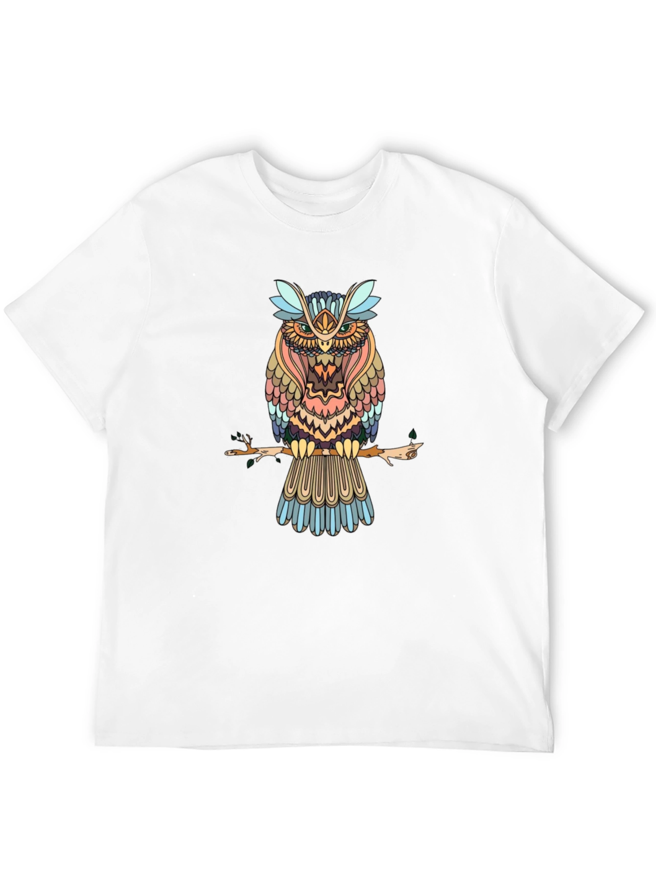 Mens Black Owl Graphic Print T-Shirt
