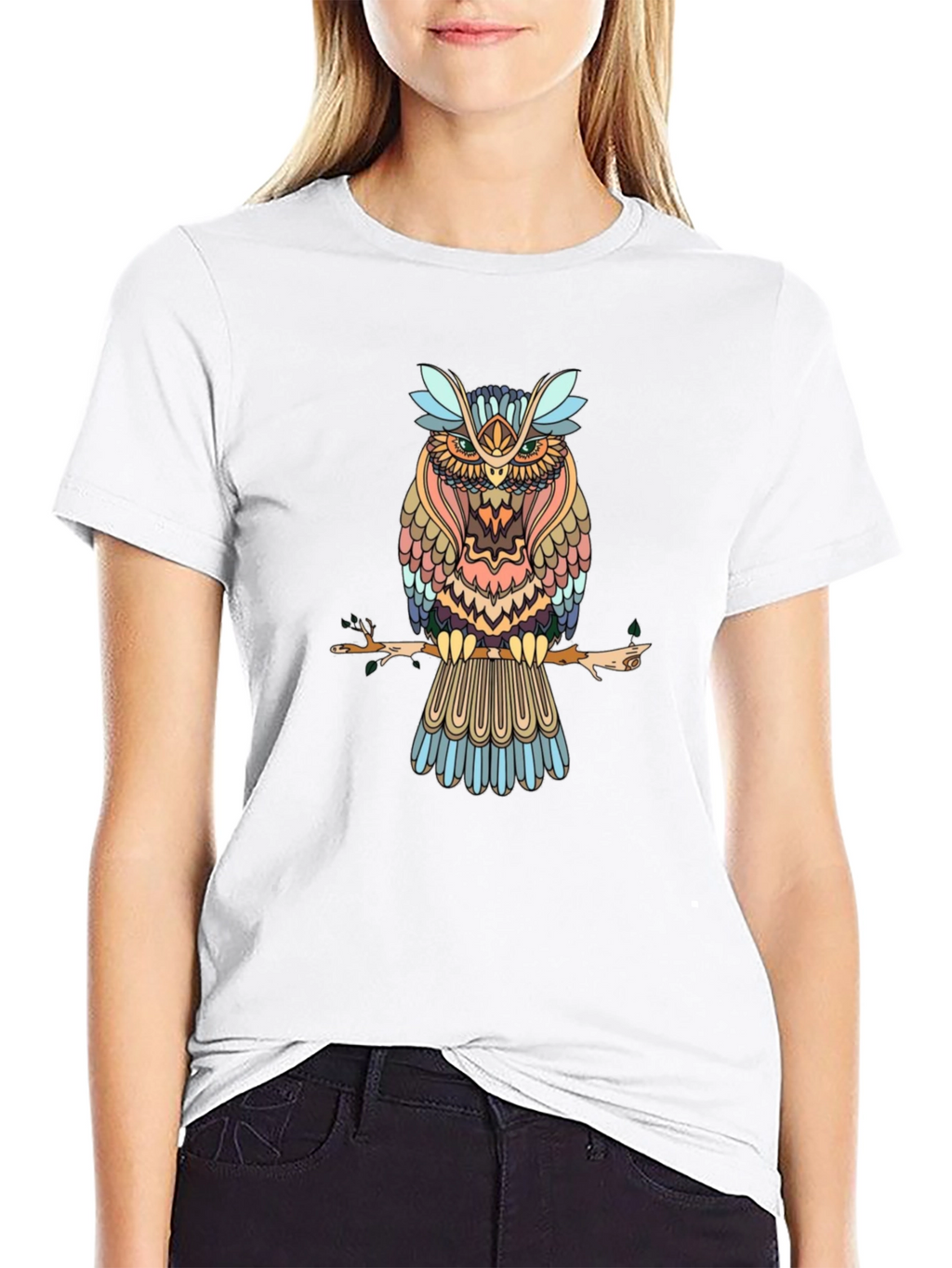 Mens Black Owl Graphic Print T-Shirt