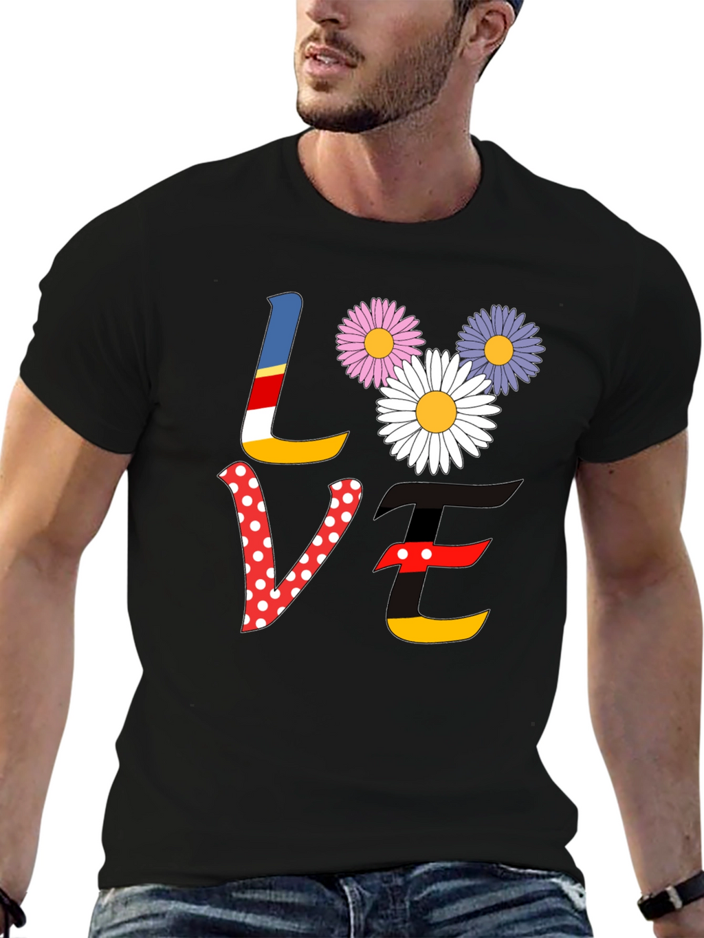 Love Floral Graphic Tee - Black